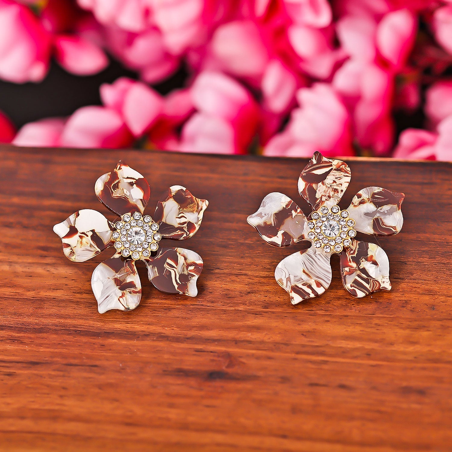 Sukkhi Incredible Stud AD Brown Acrylic Earring For Women