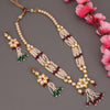 Sukkhi Floral Attractive 3 String Gold Plated Kundan & Pearl Necklace Set For Women