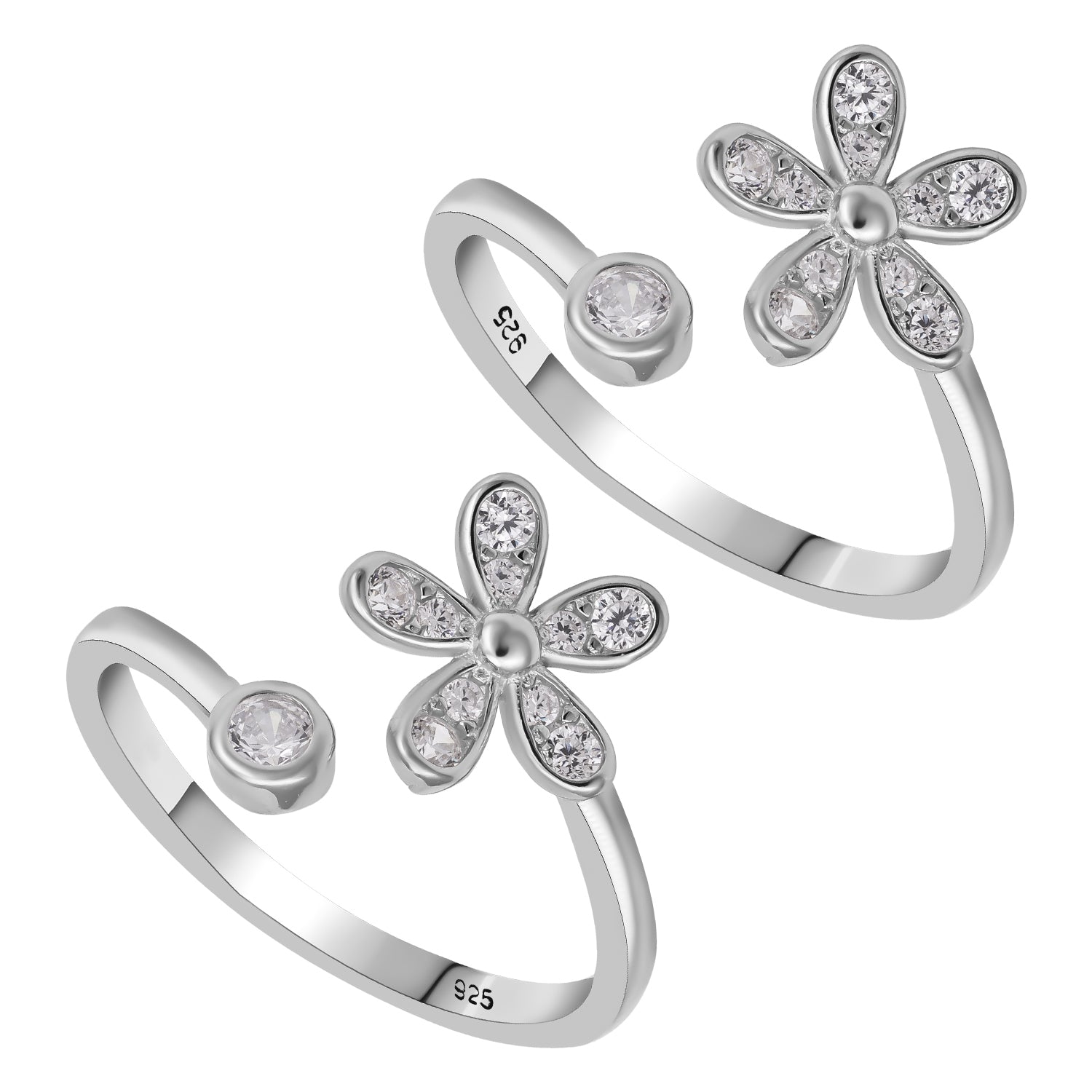 Pissara by Sukkhi Elegant 925 Sterling Silver Cubic Zirconia Toe Rings For Women And Girls|with Authenticity Certificate, 925 Stamp & 6 Months Warranty