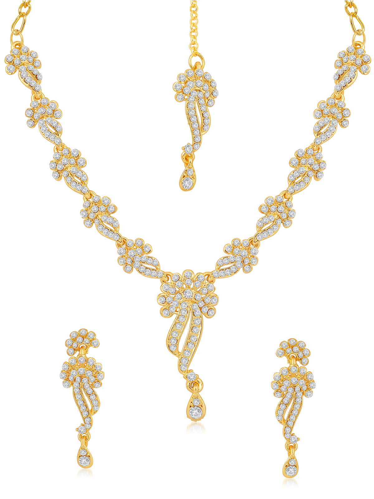 Sukkhi Astonish Gold Plated Austrian Diamond Necklace Set for Women 2034NADK850