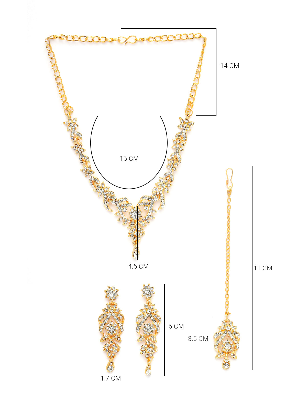 Sukkhi Tendy Fashionable AD Stones Studded Gold Plated Choker Necklace Set with Dangler Earring & Maangtikka Jewellery Set for Women & Girls| Set of 1|2038NADK1050