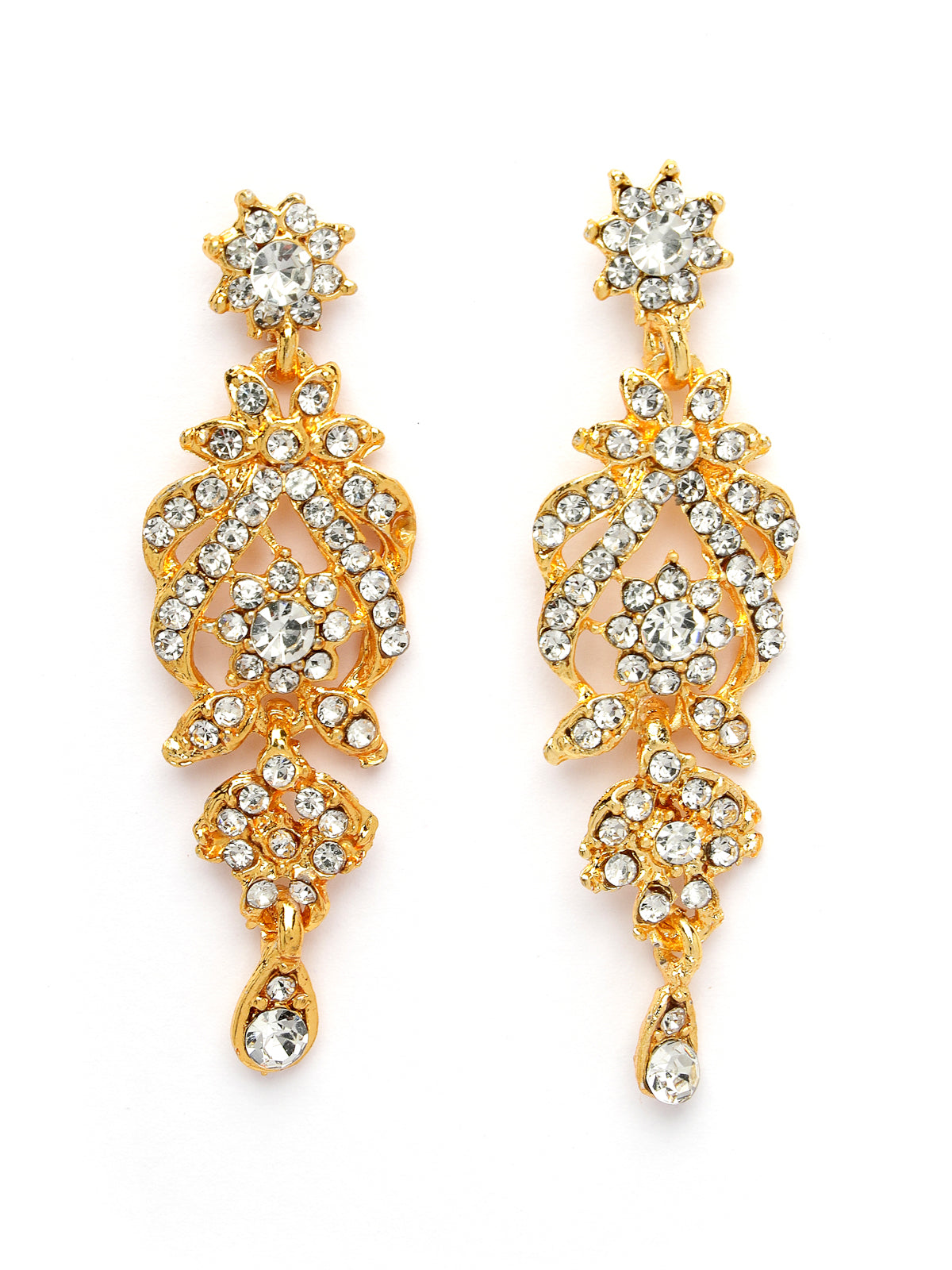 Sukkhi Tendy Fashionable AD Stones Studded Gold Plated Choker Necklace Set with Dangler Earring & Maangtikka Jewellery Set for Women & Girls| Set of 1|2038NADK1050