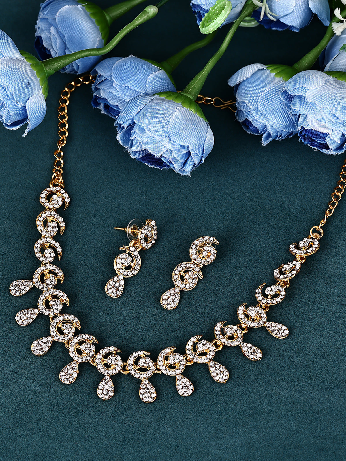 Sukkhi Sublime Gold Plated Austrian Diamond Necklace Set For Women 2165NADL1400