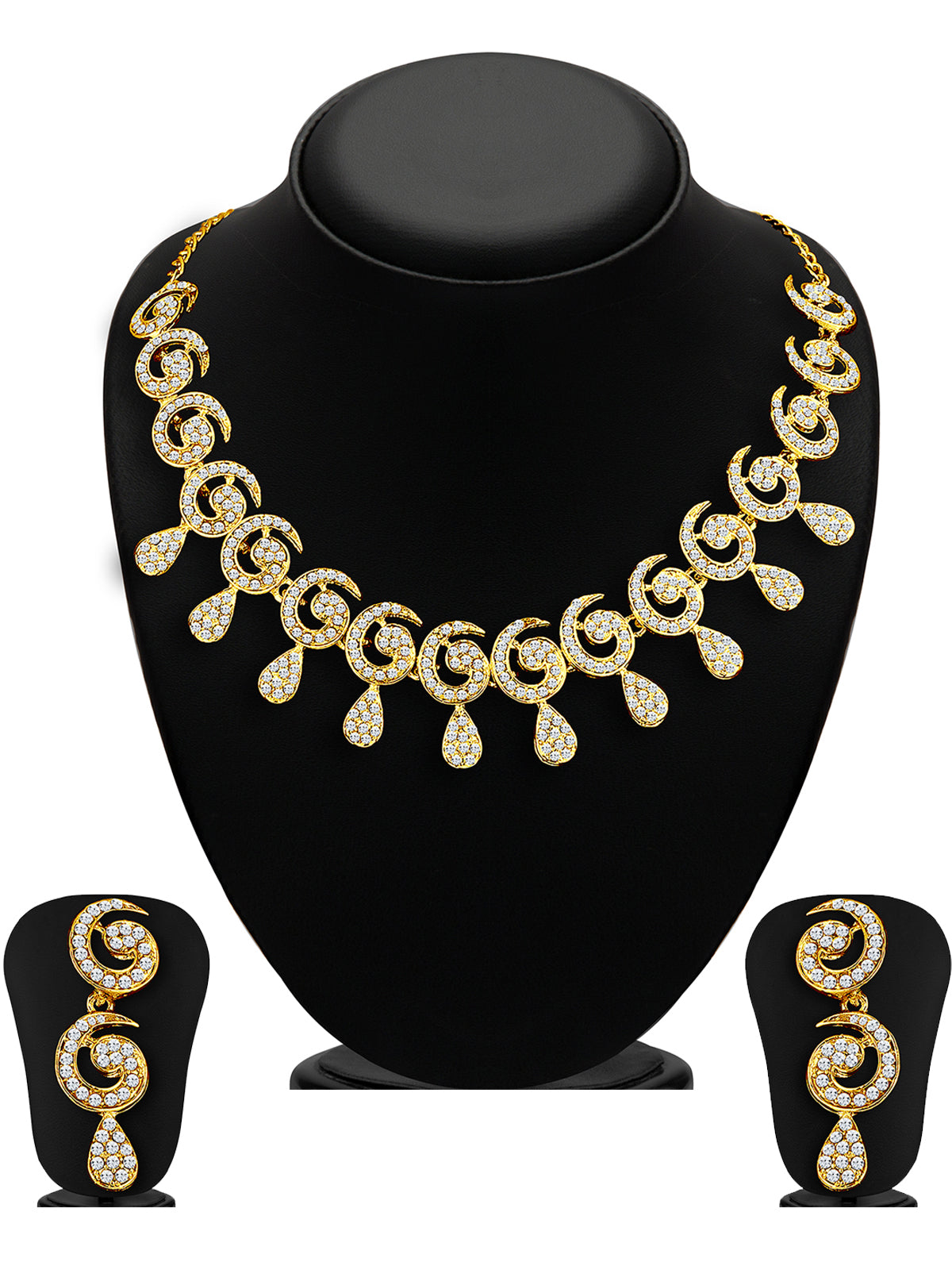 Sukkhi Sublime Gold Plated Austrian Diamond Necklace Set For Women 2165NADL1400