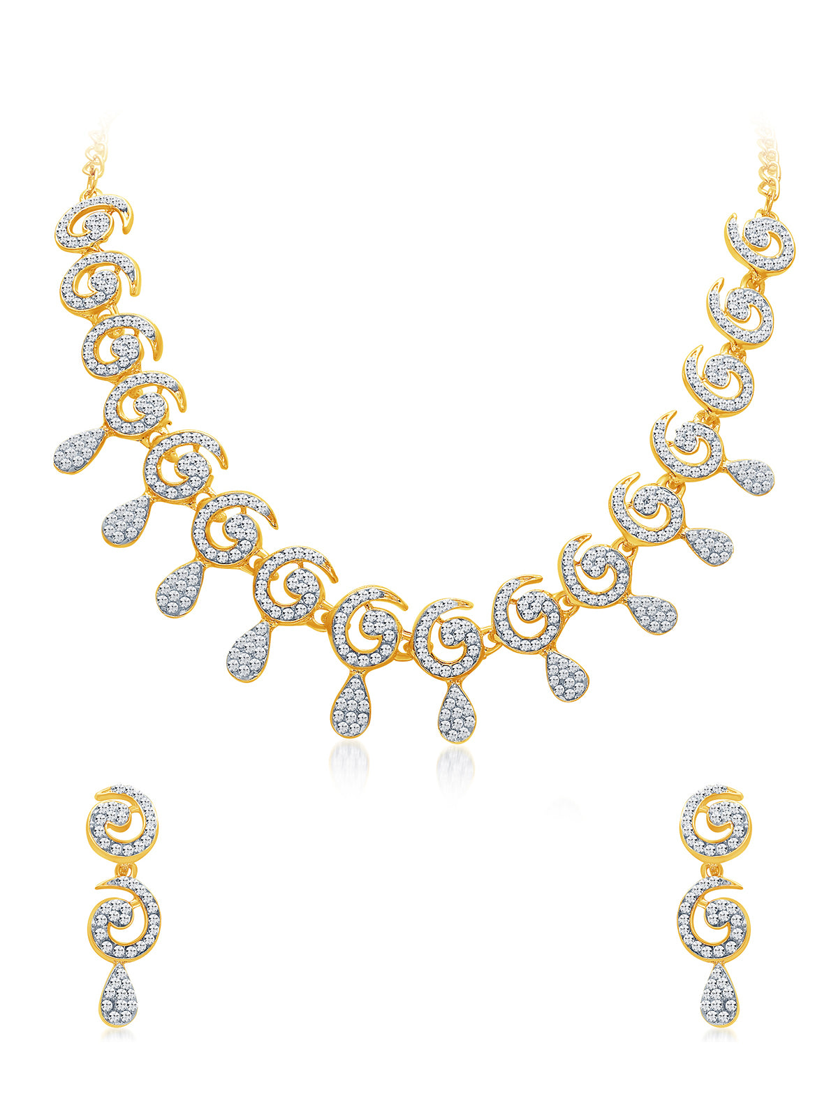 Sukkhi Sublime Gold Plated Austrian Diamond Necklace Set For Women 2165NADL1400