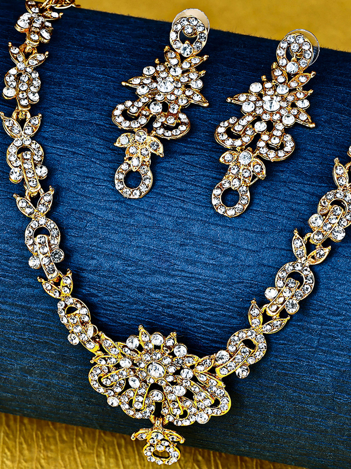 Sukkhi Stunning Gold Plated Austrian Diamond Necklace Set For Women 2167NADL1400