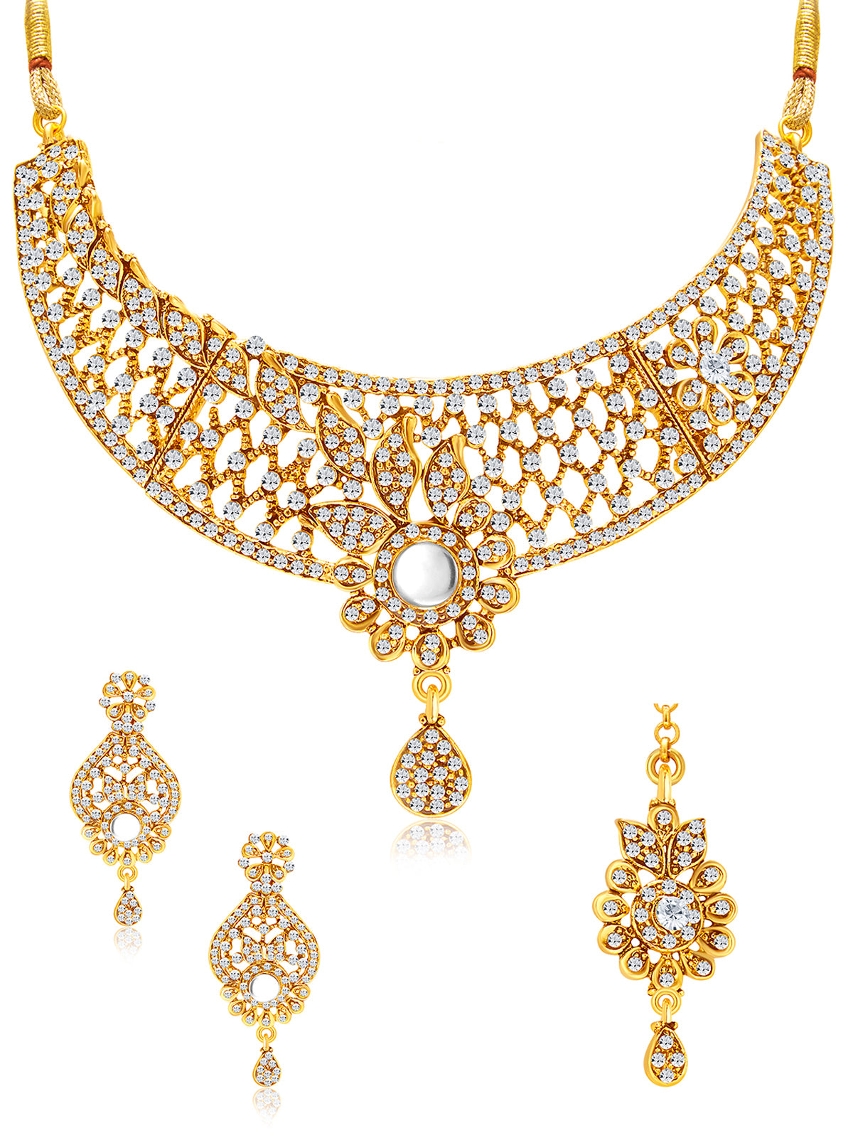 Sukkhi Attractive Gold Plated Ad Necklace Set For Women 2509NADP1050