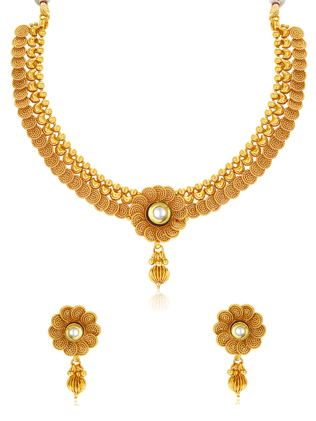Sukkhi Floral Gold Plated Kundan Choker Necklace Set For Women 2550NGLDPP1800