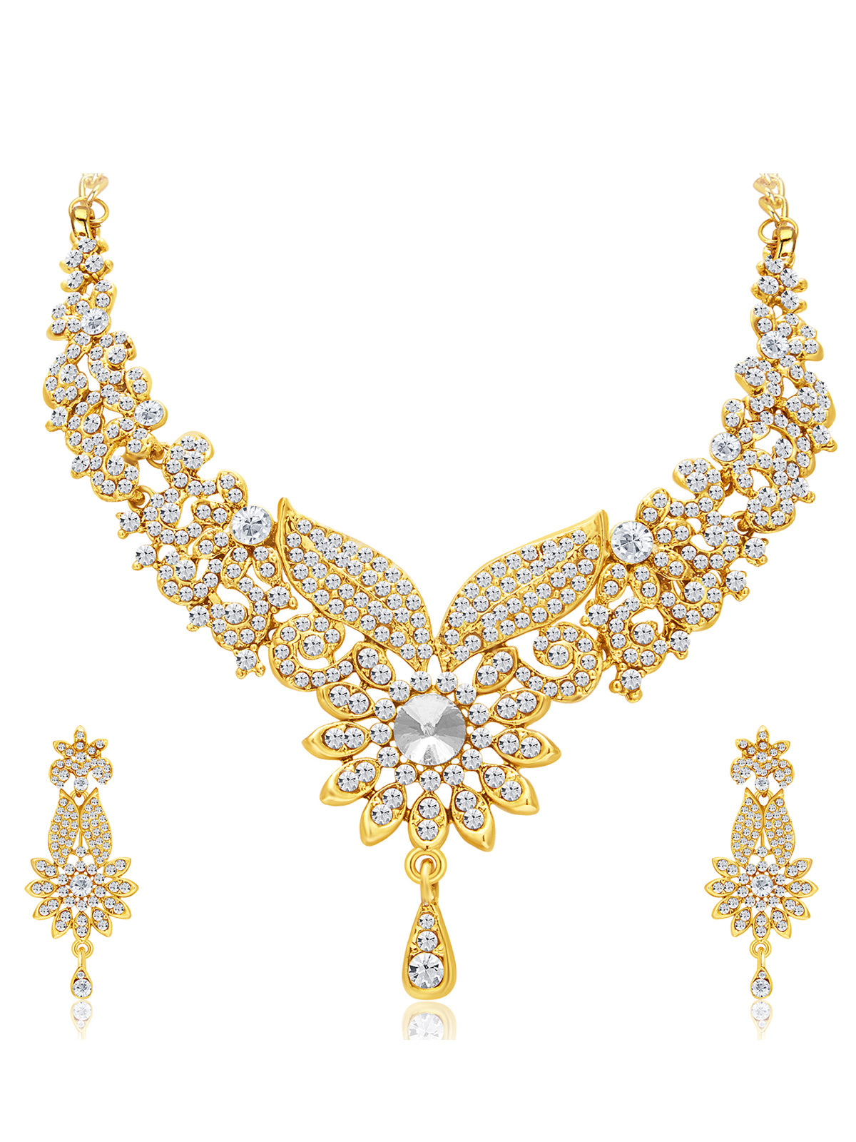 Sukkhi Fabulous Gold Plated Austrian Diamond Choker Necklace Set For Women 2560NADP800
