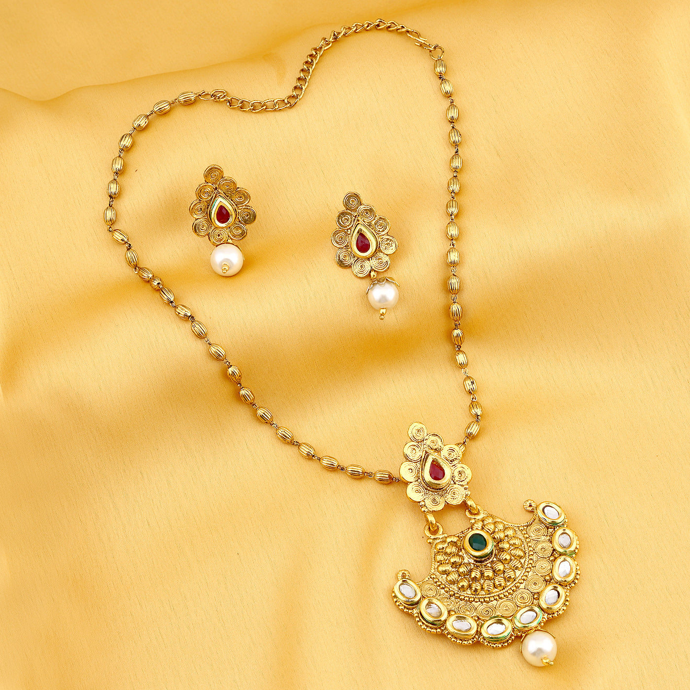 Sukkhi Marvelous Gold Plated Kundan Long Haram Necklace Set For Women 2580NKDP900