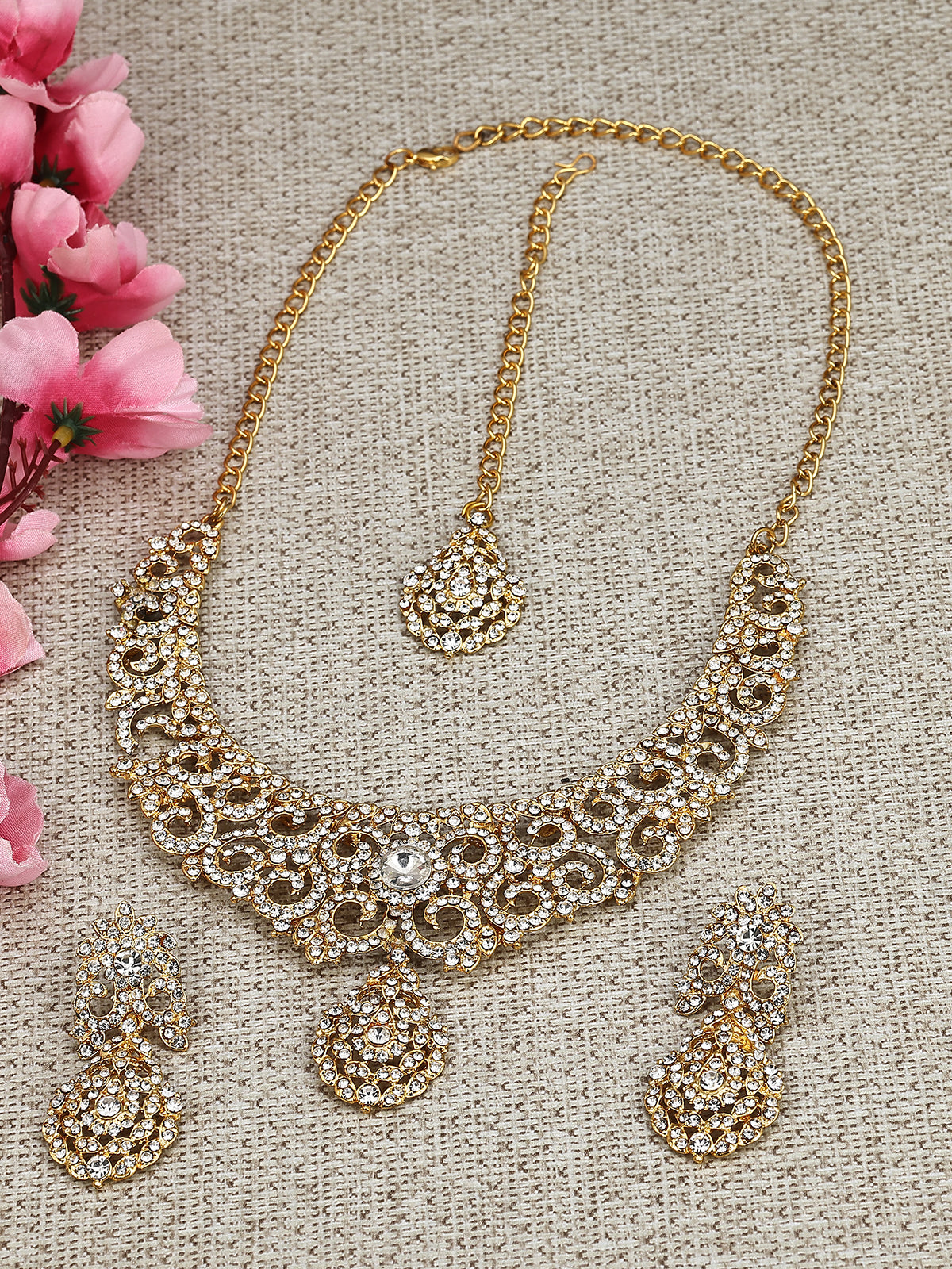 Sukkhi Attractive Gold Plated Ad Necklace Set For Women 2726NADP1350