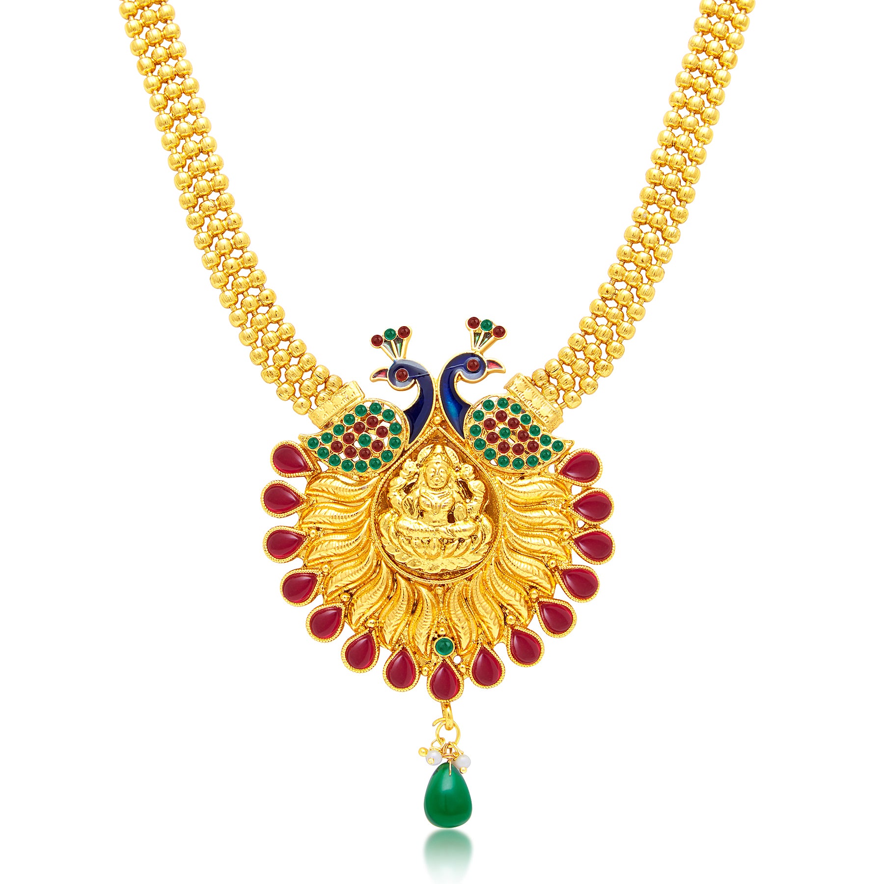 Sukkhi Ethnic Gold Plated Laxmi Peacock Meenakari Temple Necklace Set For Women 3188NGLDPP950