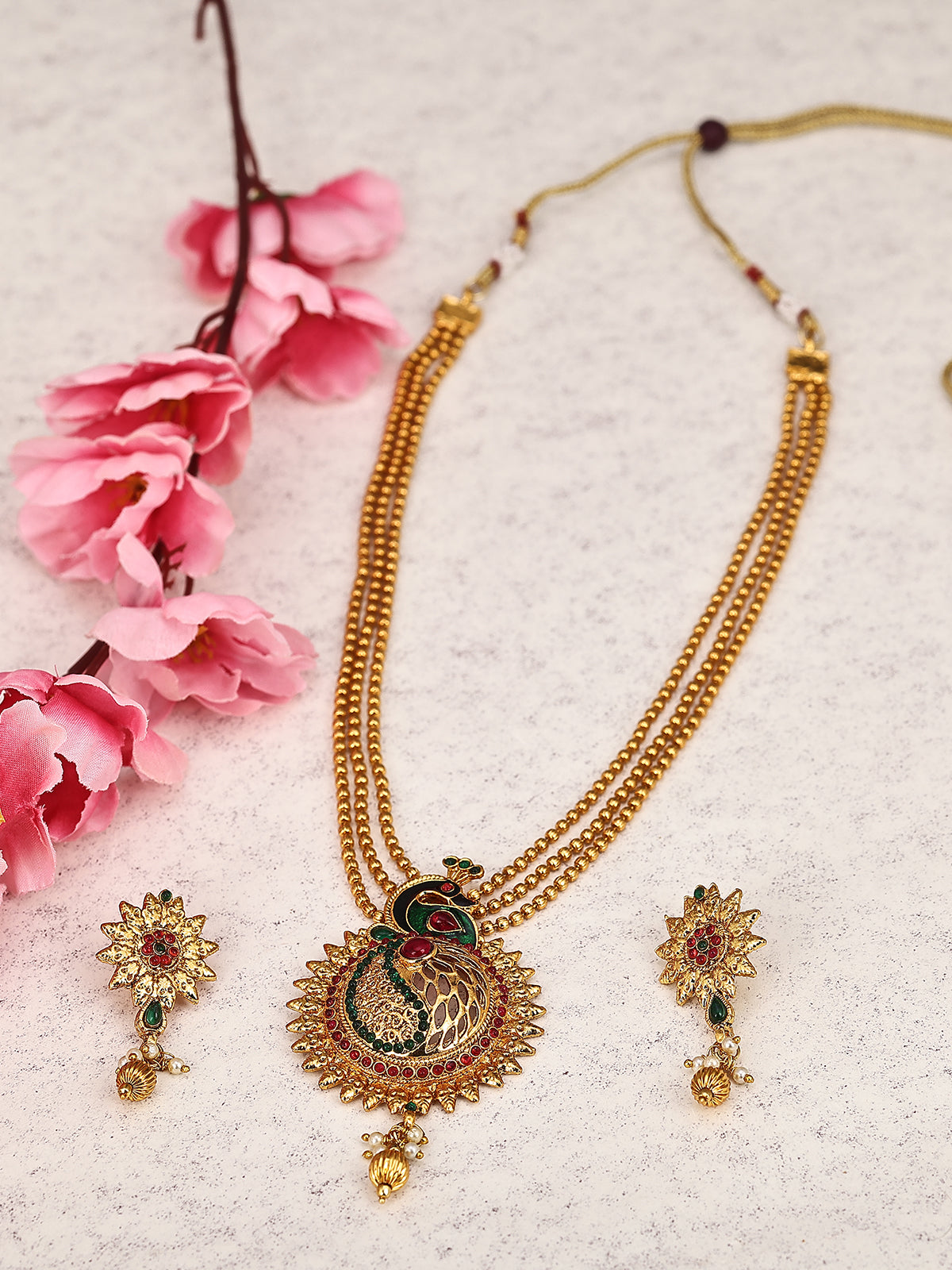 Sukkhi Exquisite Peacock Gold Plated Necklace Set For Women 3191NGLDPP800