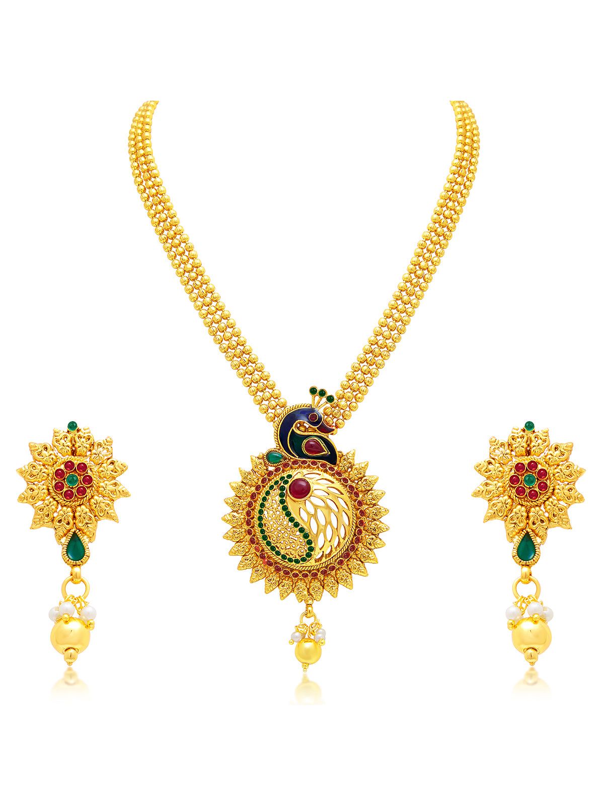 Sukkhi Exquisite Peacock Gold Plated Necklace Set For Women 3191NGLDPP800
