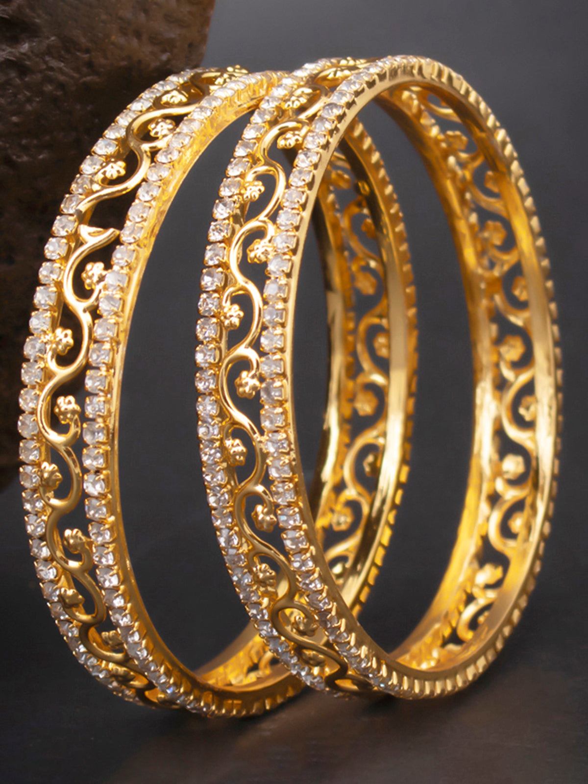 Sukkhi Incredible Gold Plated Set of 2 Austrian Diamond Bangles for Women 32005BADV750