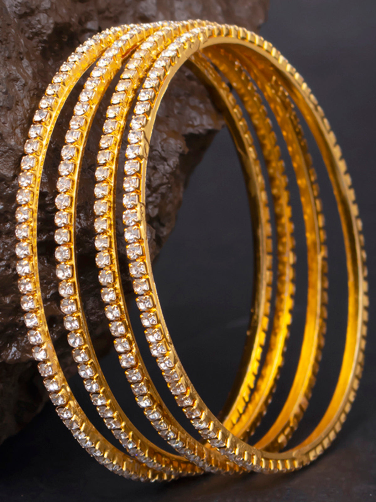 Sukkhi Classy Gold Plated  Set of 4 Austrian Diamond Bangles for Women 32010BADV750