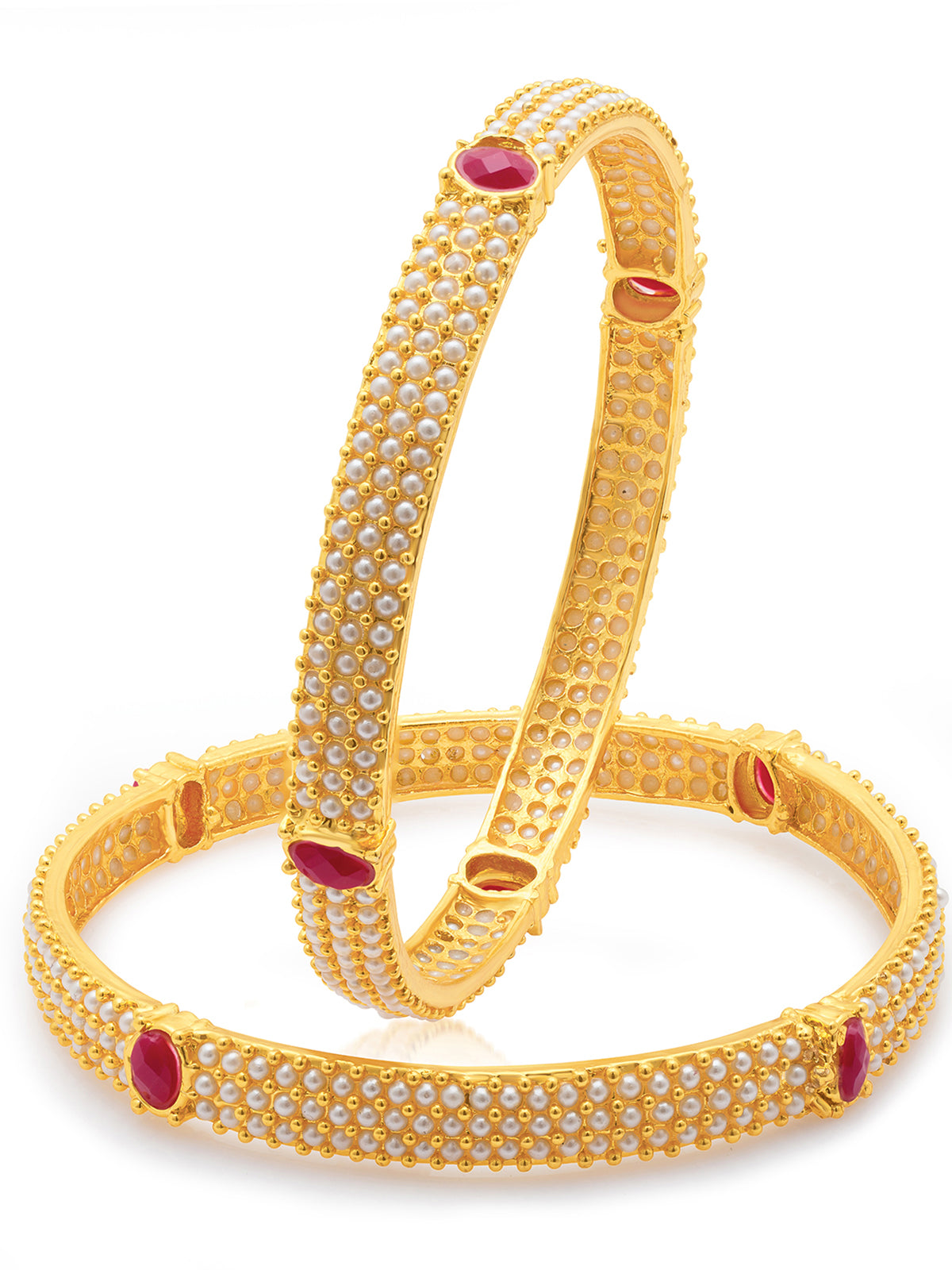 Sukkhi Delightful Gold Plated Pearl Bangles (Set of 2) for Women 32016BGLDPV900