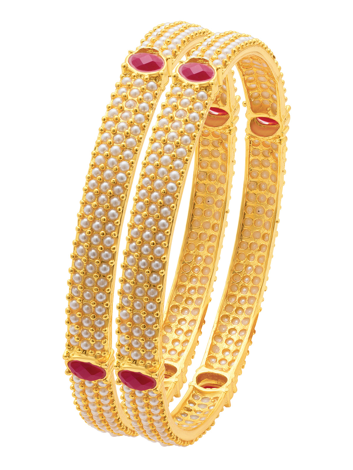 Sukkhi Delightful Gold Plated Pearl Bangles (Set of 2) for Women 32016BGLDPV900