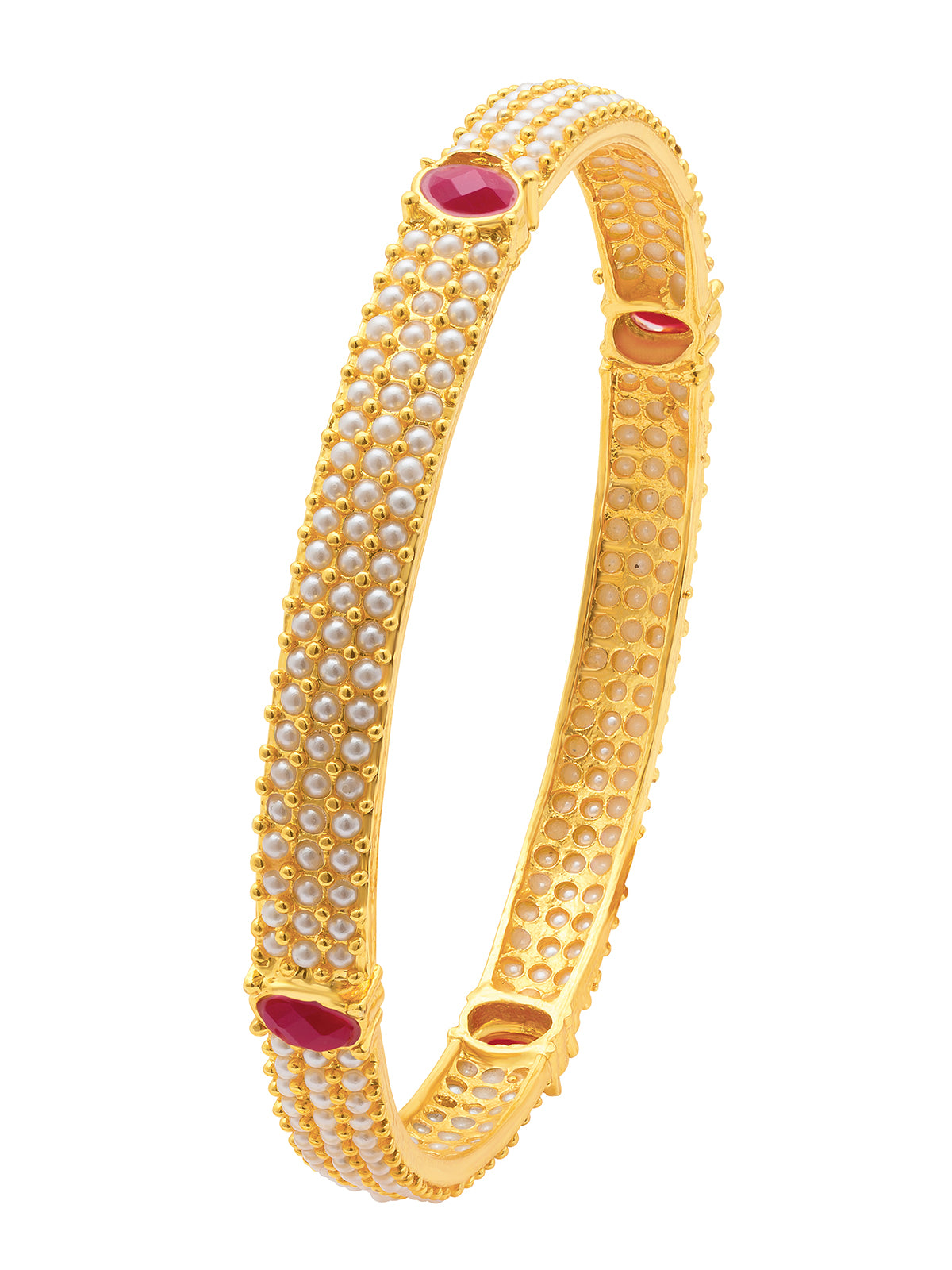 Sukkhi Delightful Gold Plated Pearl Bangles (Set of 2) for Women 32016BGLDPV900