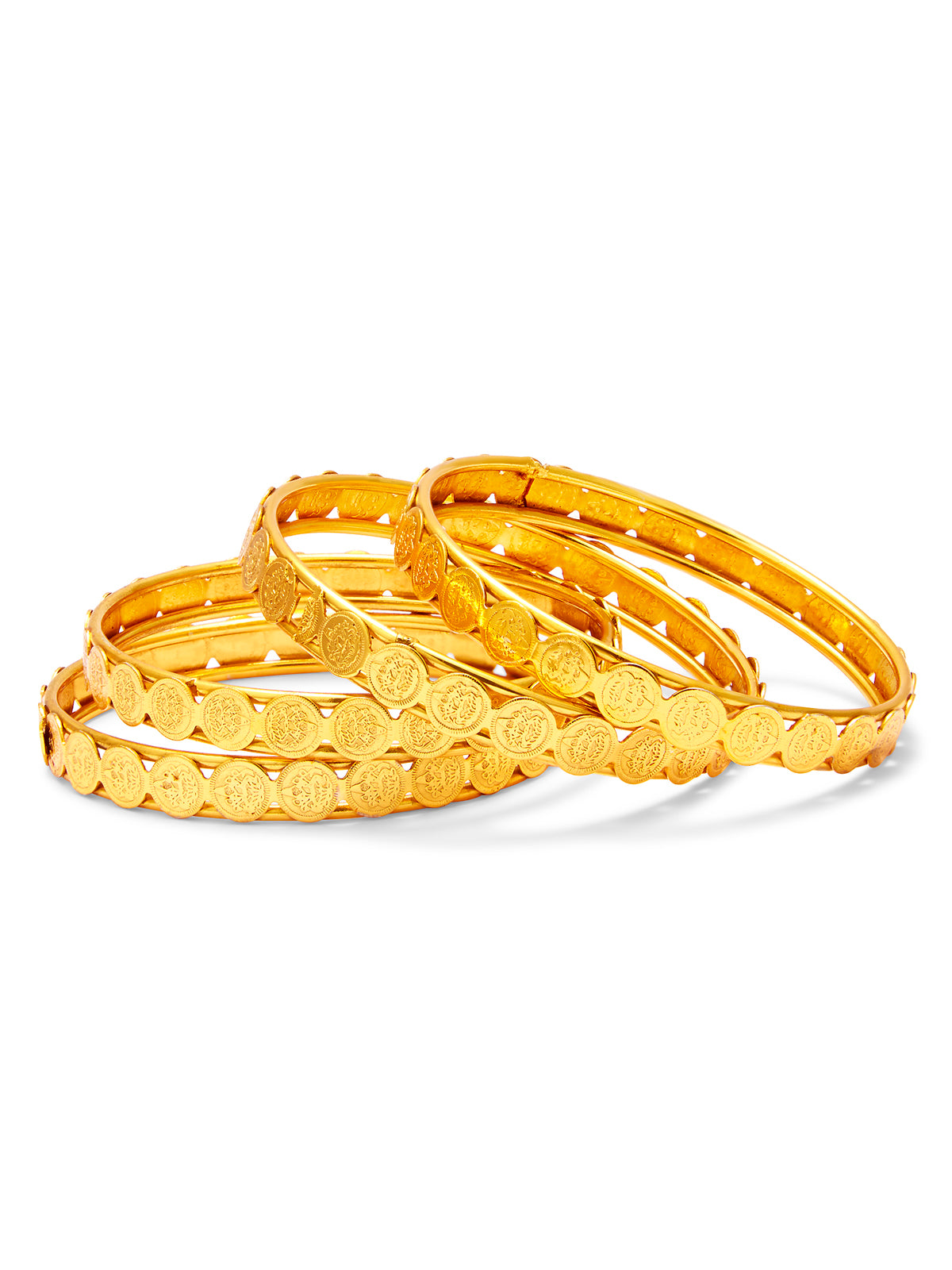 Sukkhi Glamorous Temple Jewellery Gold Plated Coin Bangles Set of 4 For Women-32083BGLDPP400