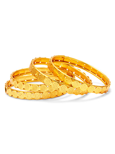 Sukkhi Glamorous Temple Jewellery Gold Plated Coin Bangles Set of 4 For Women 32083BGLDPP400