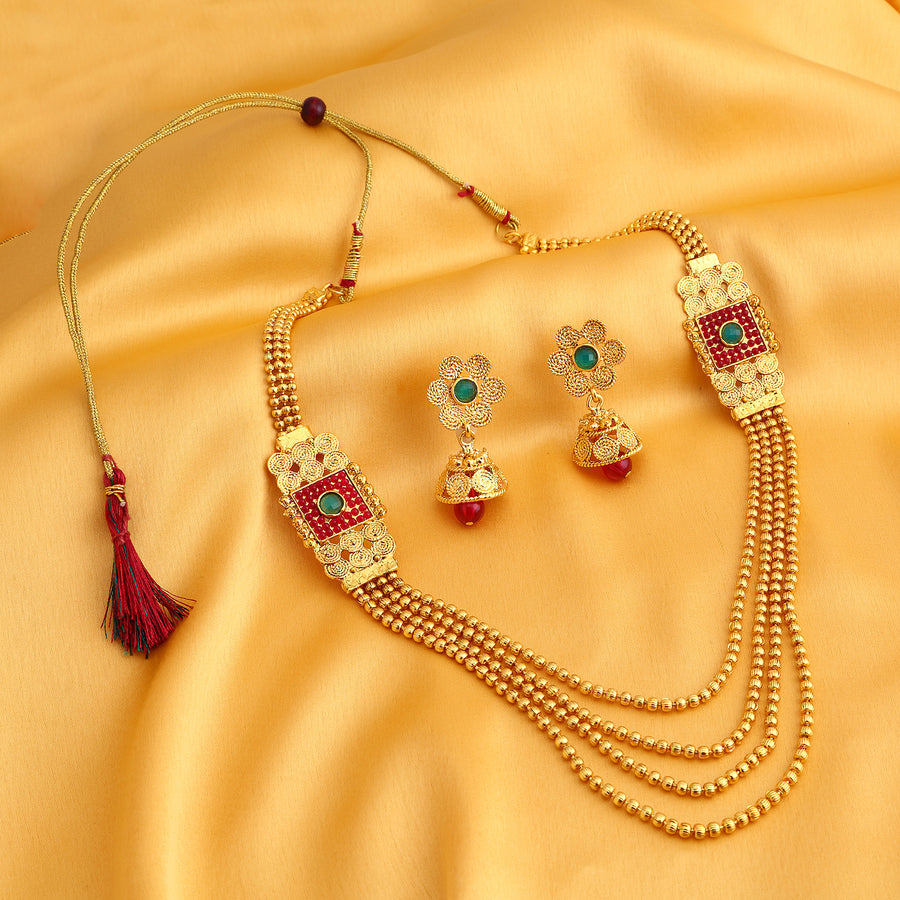 Sukkhi Astonish Jalebi 4 String Gold Plated Necklace Set For Women 3251NGLDPKN1000