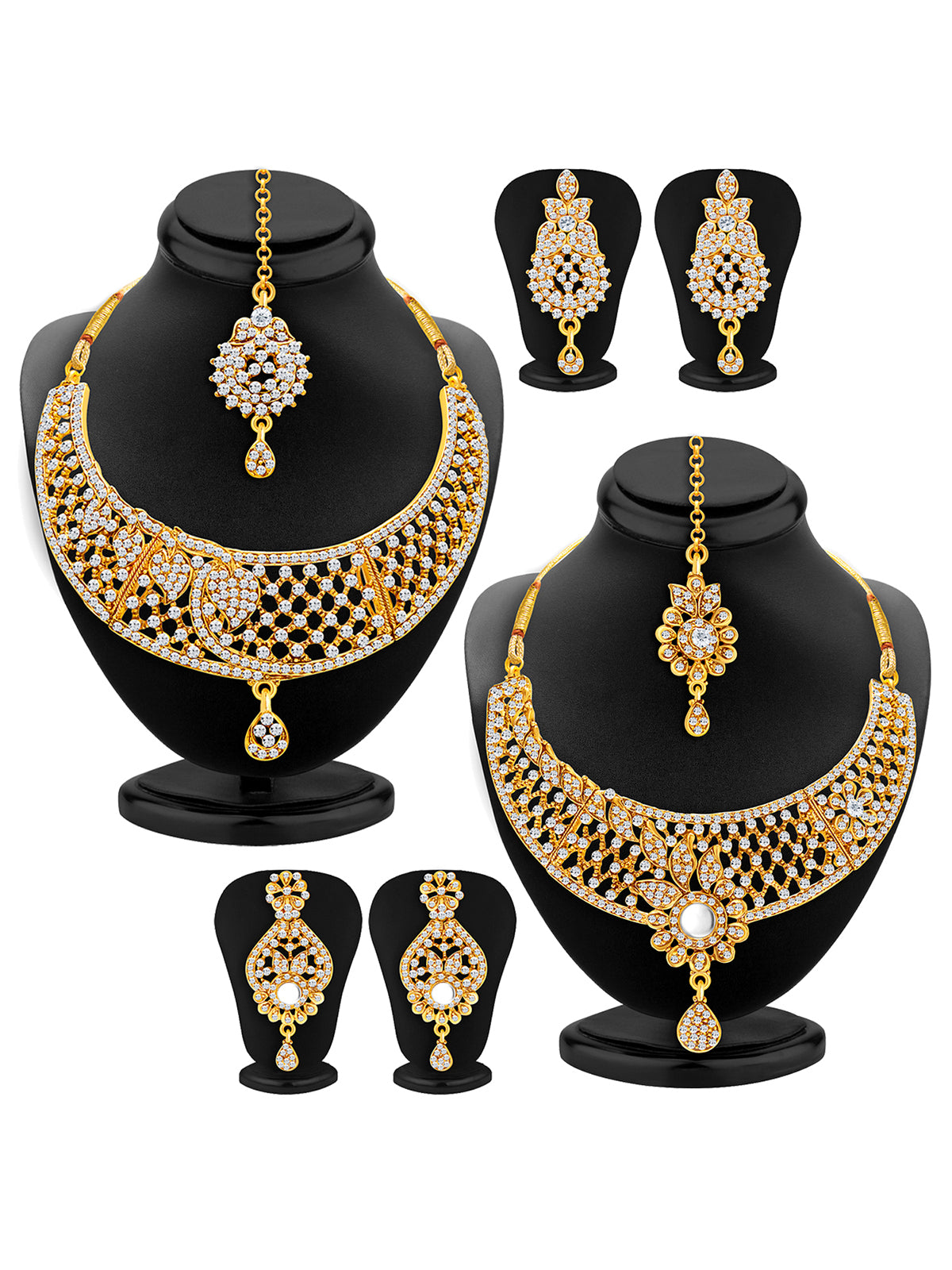 Sukkhi Amazing Gold Plated Austrian Diamond Choker Necklace Set Combo For Women 381CB2000