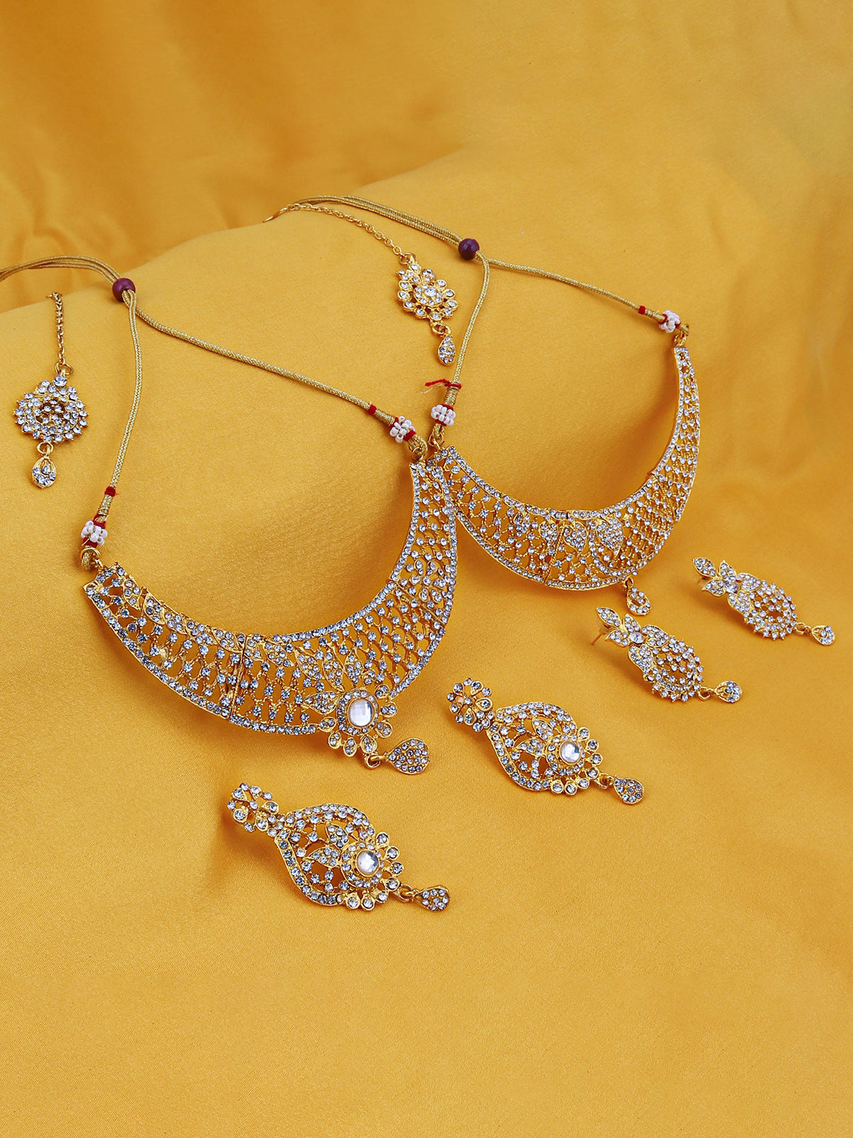 Sukkhi Amazing Gold Plated Austrian Diamond Choker Necklace Set Combo For Women 381CB2000