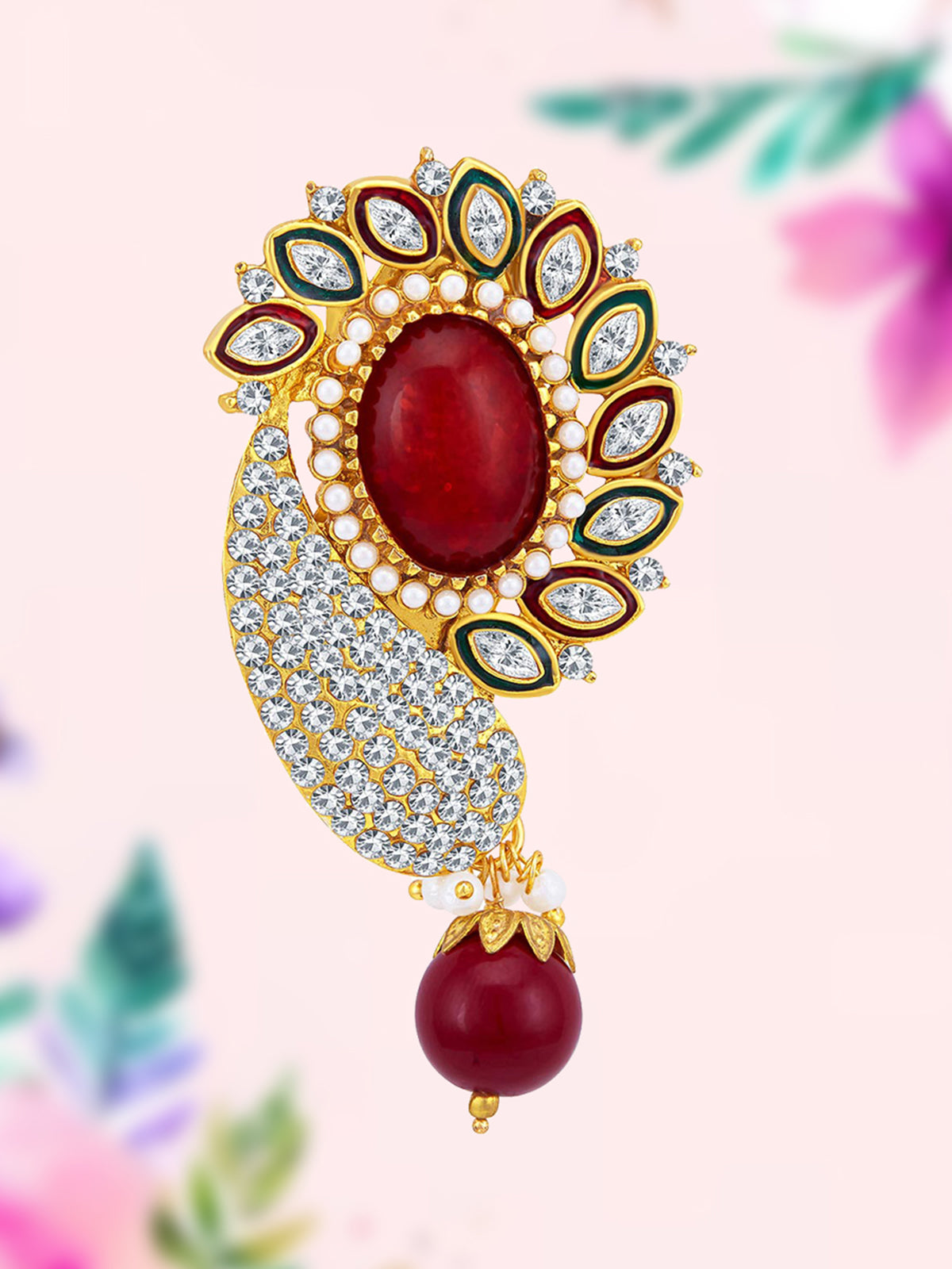 Sukkhi Glamorous Gold Plated Austrian Diamond Brooch For Women 56004BRADM200