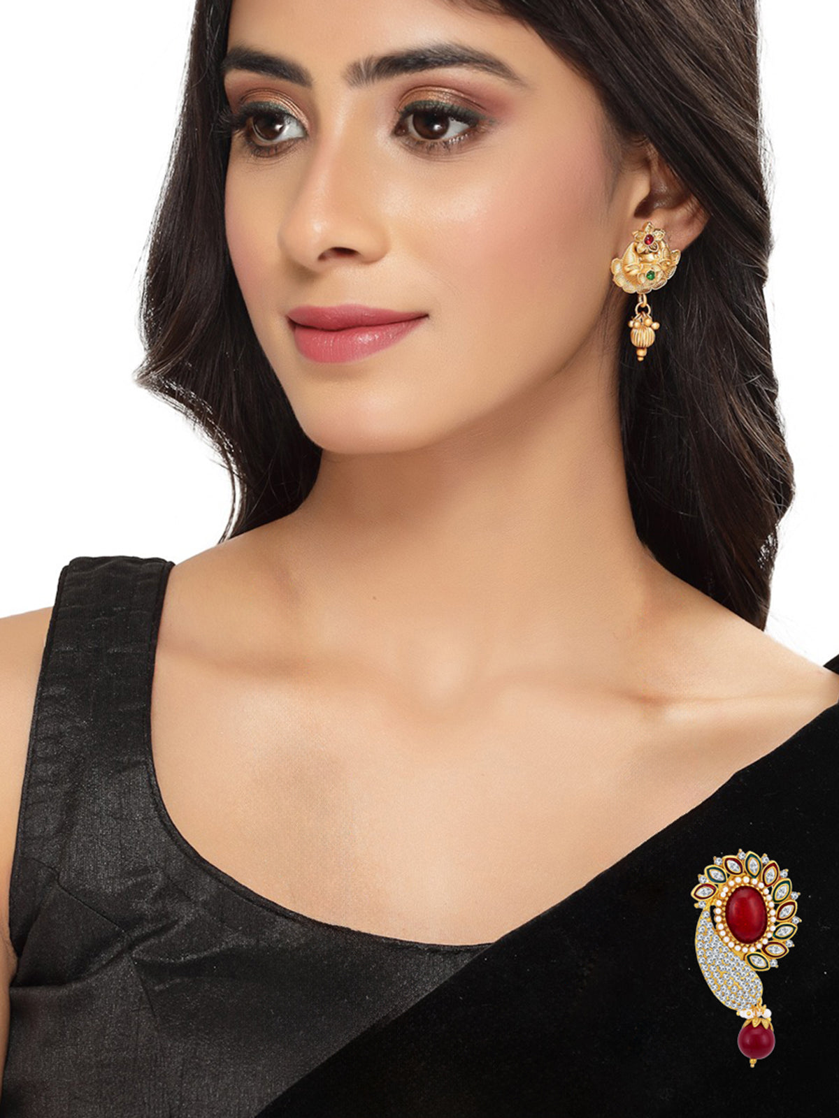 Sukkhi Glamorous Gold Plated Austrian Diamond Brooch For Women 56004BRADM200