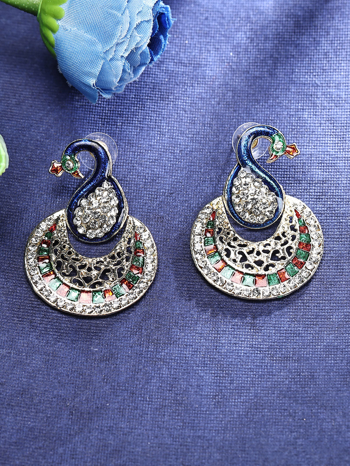 Sukkhi Glamorous Gold Plated Austrian Diamond Peacock Meenakari Dangle Earring for Women 6109EADP680