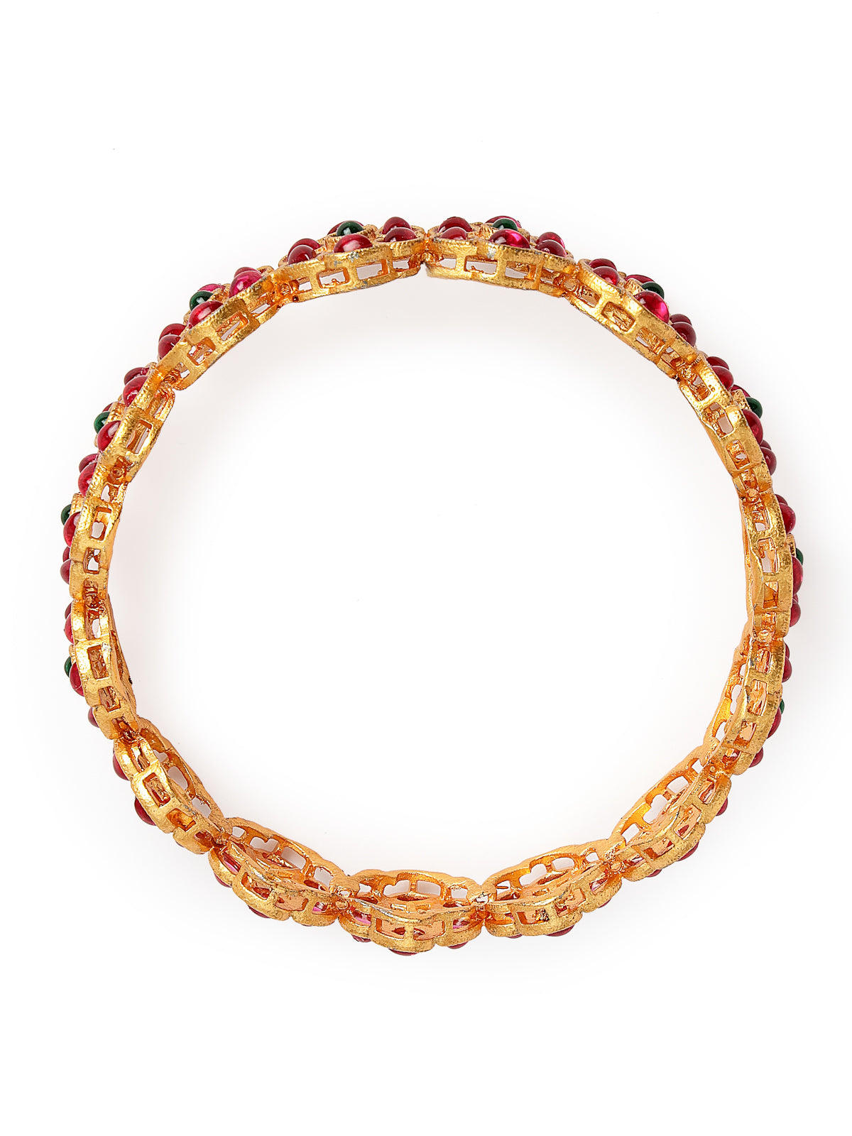 Sukkhi Indian Style Floral Gold Plated Red And Green Broad Bracelets Bangle Set Jewellery for Women & Girls | Set of 2 Latest Design| Birthday Anniversary Gift for Women|B105851