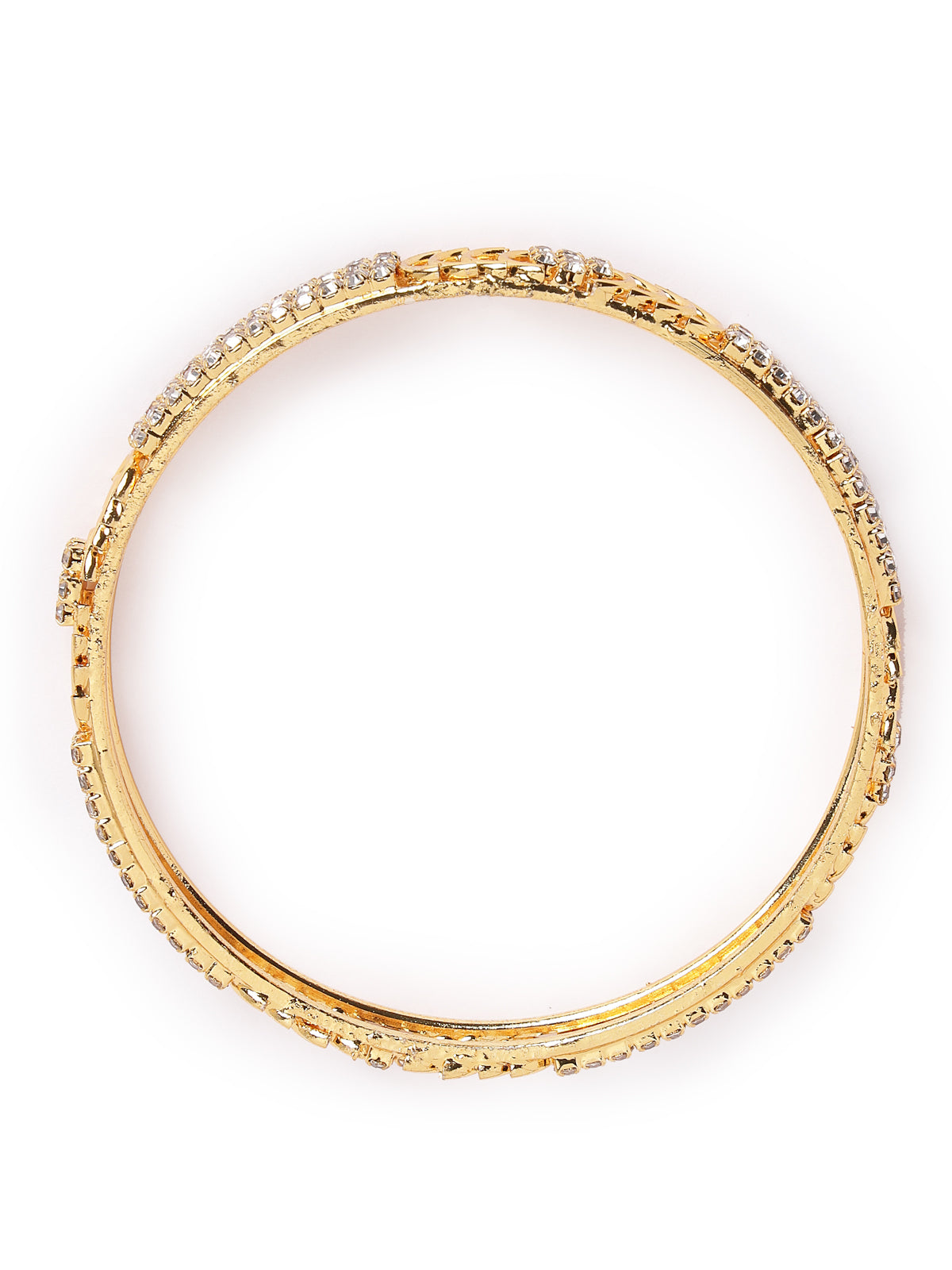 Sukkhi Classy Gold Tone Plated White AD Stones Studded Set of 2 Kada Bracelet Bangle Jewellery Set for Women & Girls Latest Design| Birthday Anniversary Gift for Women|B105852
