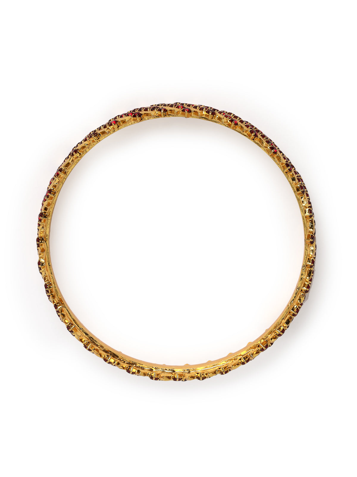 Sukkhi Bollywood Style Gold Tone Plated Red AD Stones Studded Set of 2 Kada Bracelet Bangle Jewellery Set for Women & Girls Latest Design| Birthday Anniversary Gift for Women|B105854