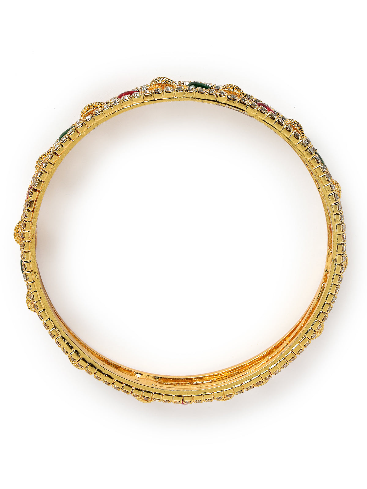 Sukkhi Latest Gold Plated White AD Stones Studded Set of 2 Kada Bracelet Bangle Jewellery Set for Women & Girls Latest Design| Birthday Anniversary Gift for Women|B105858