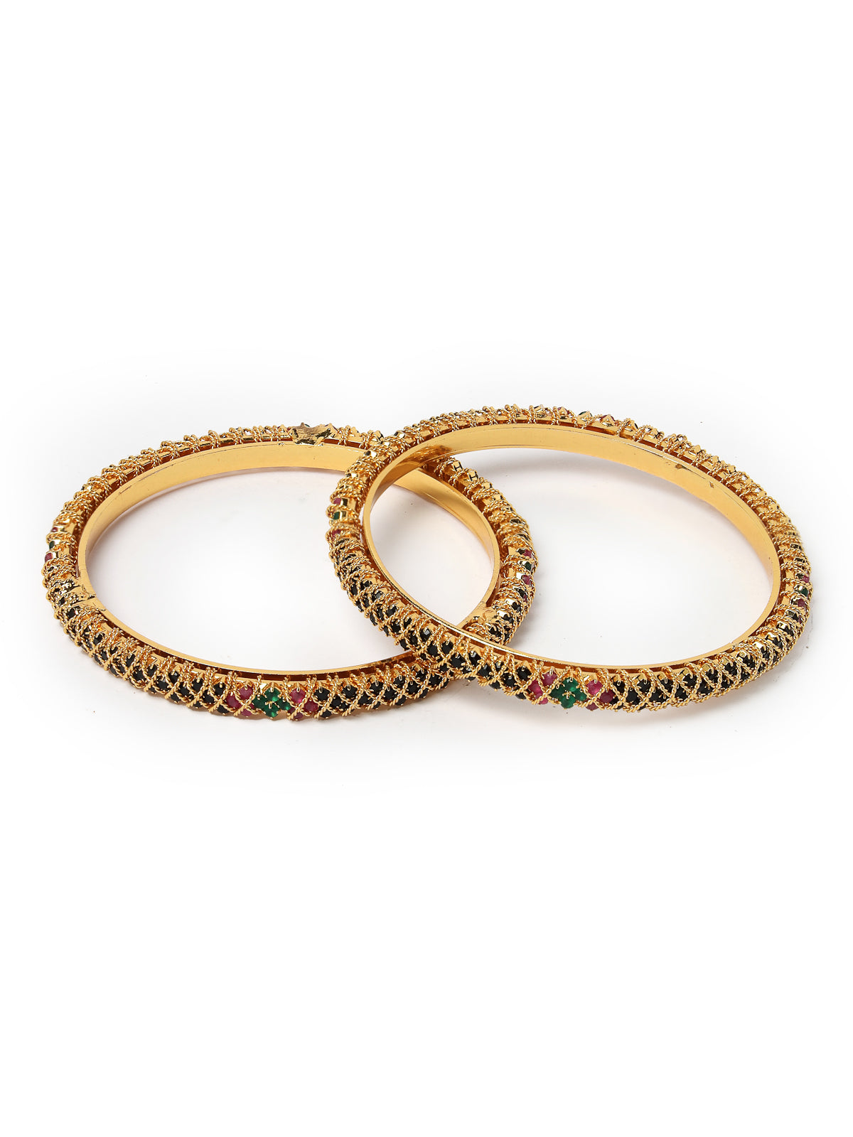 Sukkhi Classic Gold Plated Red And Green Kada Bracelet Bangle Jewellery Set for Women & Girls | Set of 2 Latest Design| Birthday Anniversary Gift for Women|B105859