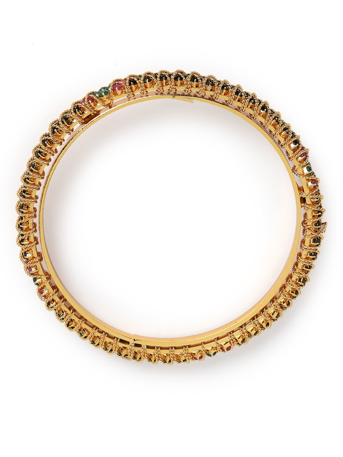 Sukkhi Classic Gold Plated Red And Green Kada Bracelet Bangle Jewellery Set for Women & Girls | Set of 2 Latest Design| Birthday Anniversary Gift for Women|B105859