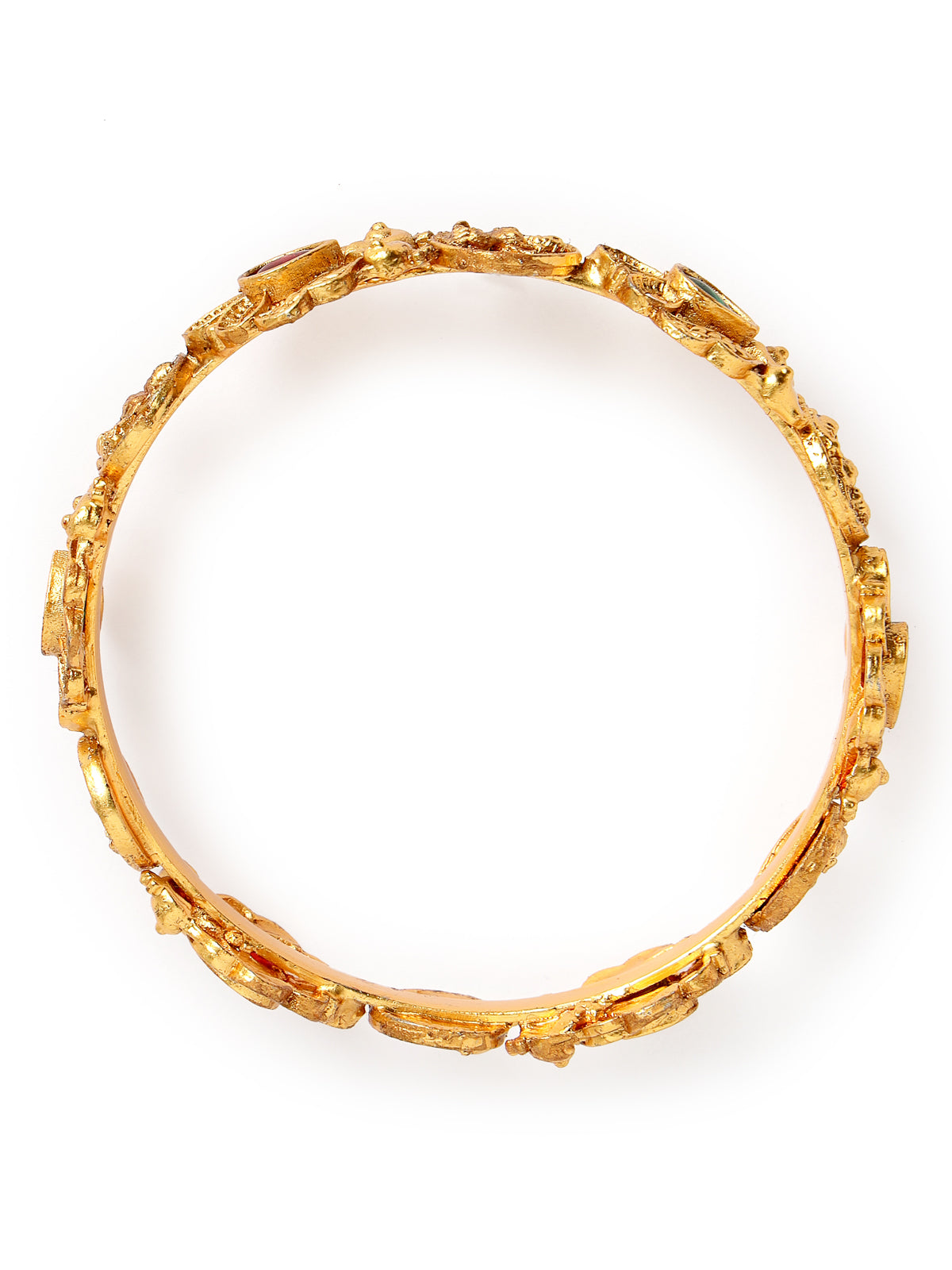 Sukkhi Indian Temple with Peacock Inspired Gold Plated Red And Green Kada Bracelet Bangle Jewellery Set for Women & Girls|Set of 2 Latest Design|Birthday Anniversary Gift for Women|B105861