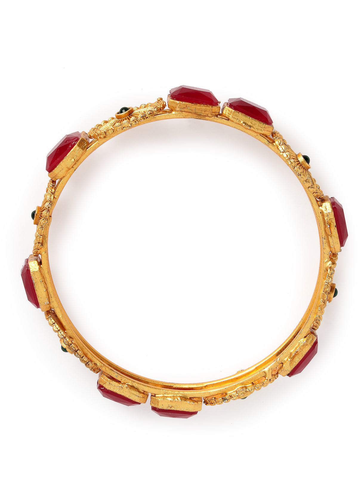 Sukkhi Trendy Gold Plated Red And Green Kada Bracelet Bangle Jewellery Set for Women & Girls | Set of 2 Latest Design | Birthday Anniversary Gift for Women|B105862
