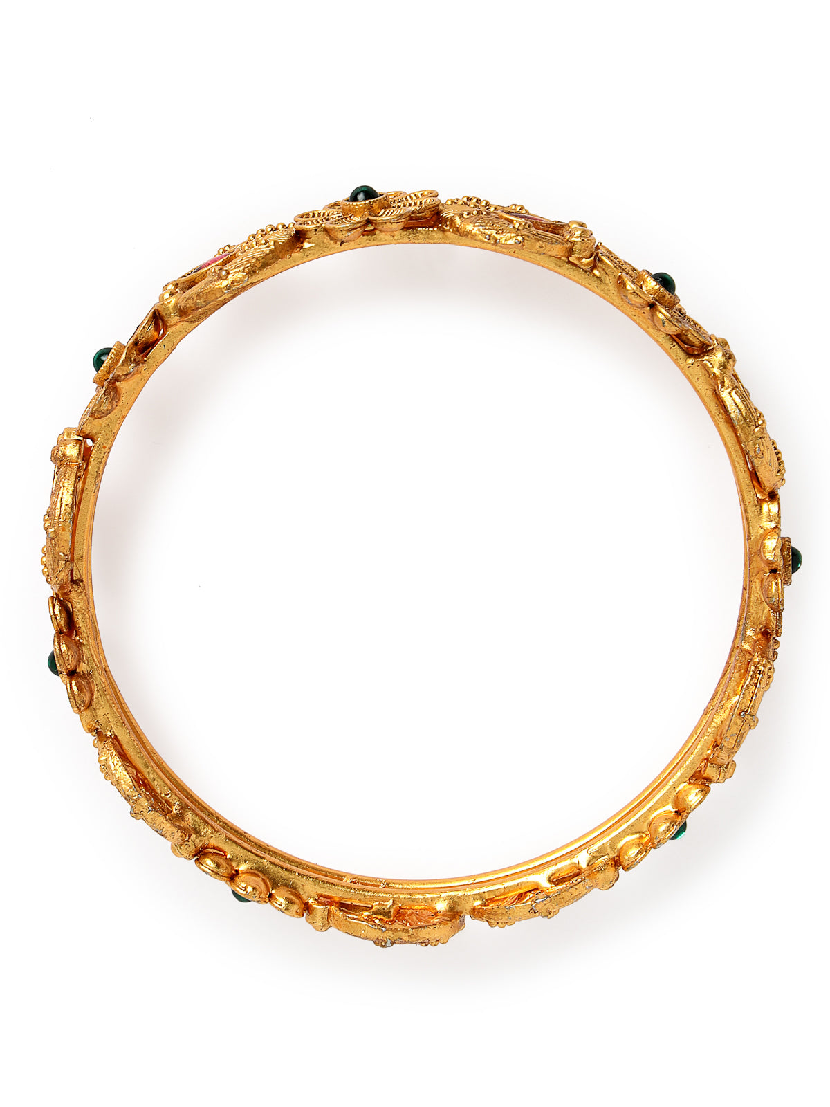 Sukkhi Eye-Catchy Floral Gold Plated Red And Green Kada Bracelet Bangle Jewellery Set for Women & Girls | Set of 2 Latest Design | Birthday Anniversary Gift for Women|B105863
