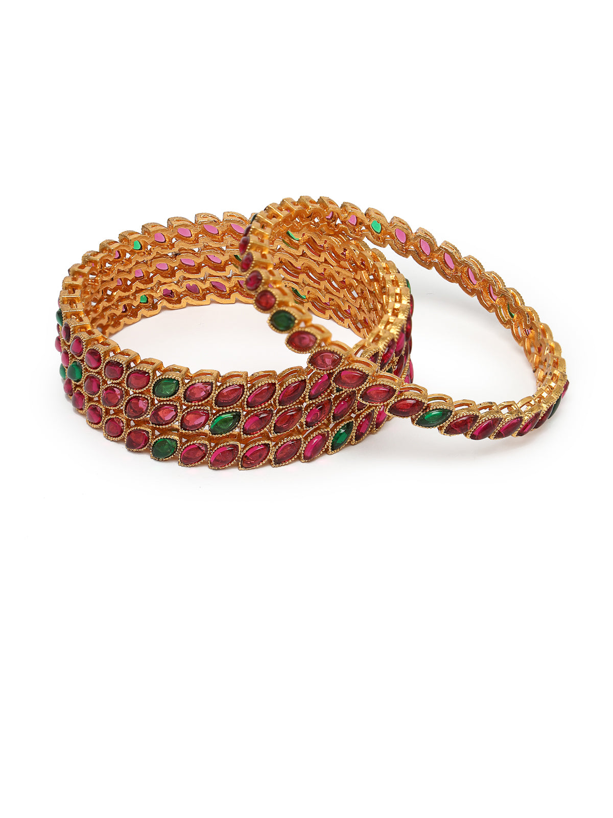 Sukkhi Attractive Gold Plated Red And Green Bracelet Bangle Jewellery Set for Women & Girls | Set of 4 Latest Design | Birthday Anniversary Gift for Women|B105866