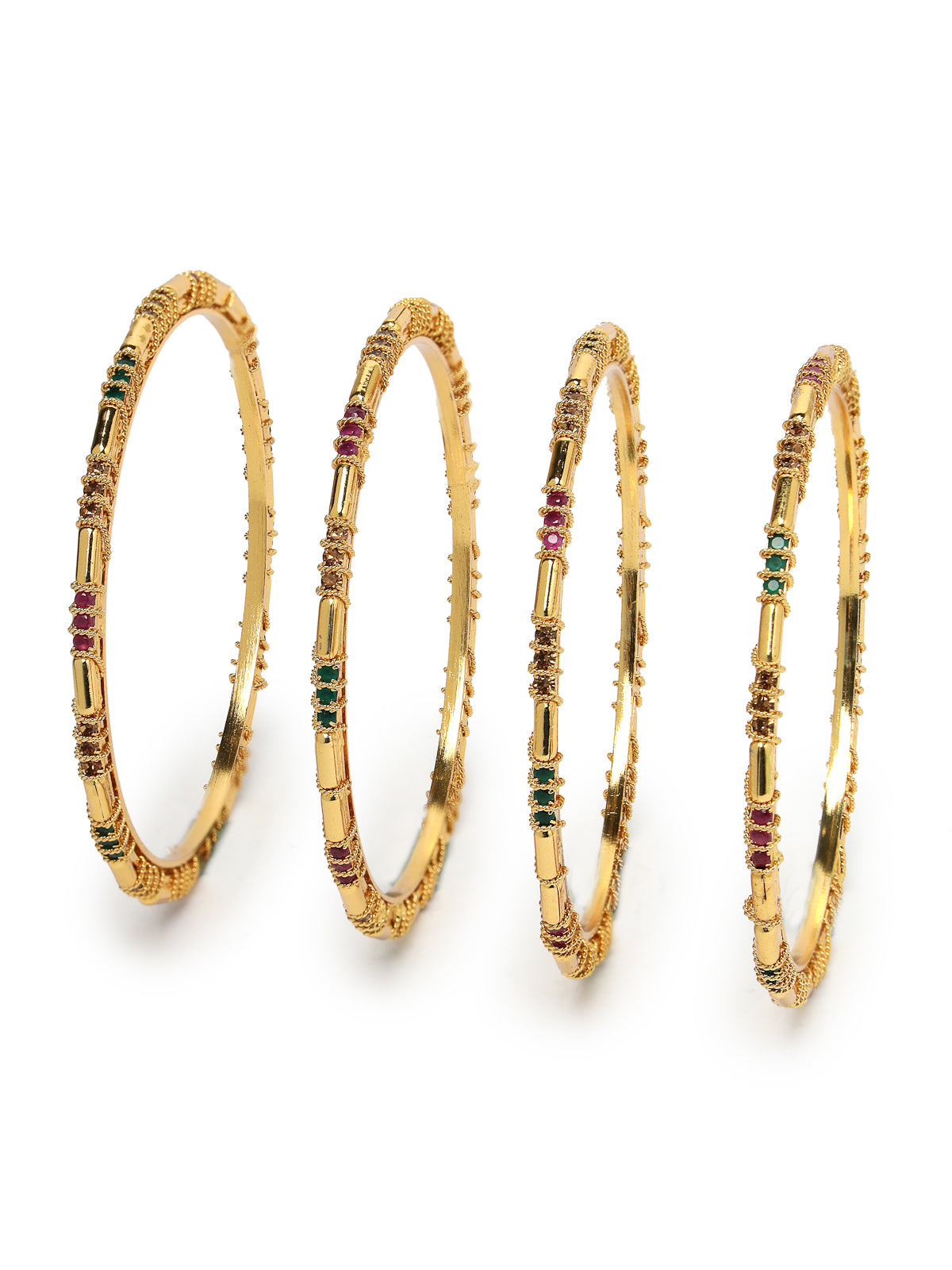 Sukkhi Latest Traditional Style Gold Plated Red And Green Thin Bracelet Bangle Set Jewellery for Women & Girls | Set of 4 Latest Design | Birthday Anniversary Gift for Women|B105870
