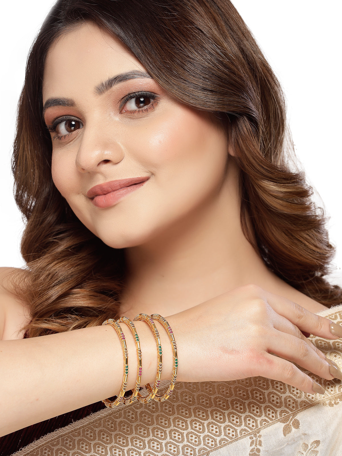 Sukkhi Latest Traditional Style Gold Plated Red And Green Thin Bracelet Bangle Set Jewellery for Women & Girls | Set of 4 Latest Design | Birthday Anniversary Gift for Women|B105870