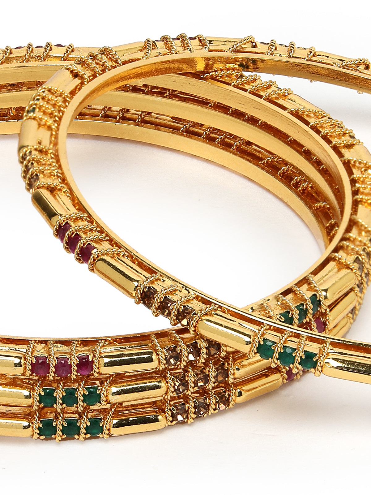 Sukkhi Latest Traditional Style Gold Plated Red And Green Thin Bracelet Bangle Set Jewellery for Women & Girls | Set of 4 Latest Design | Birthday Anniversary Gift for Women|B105870