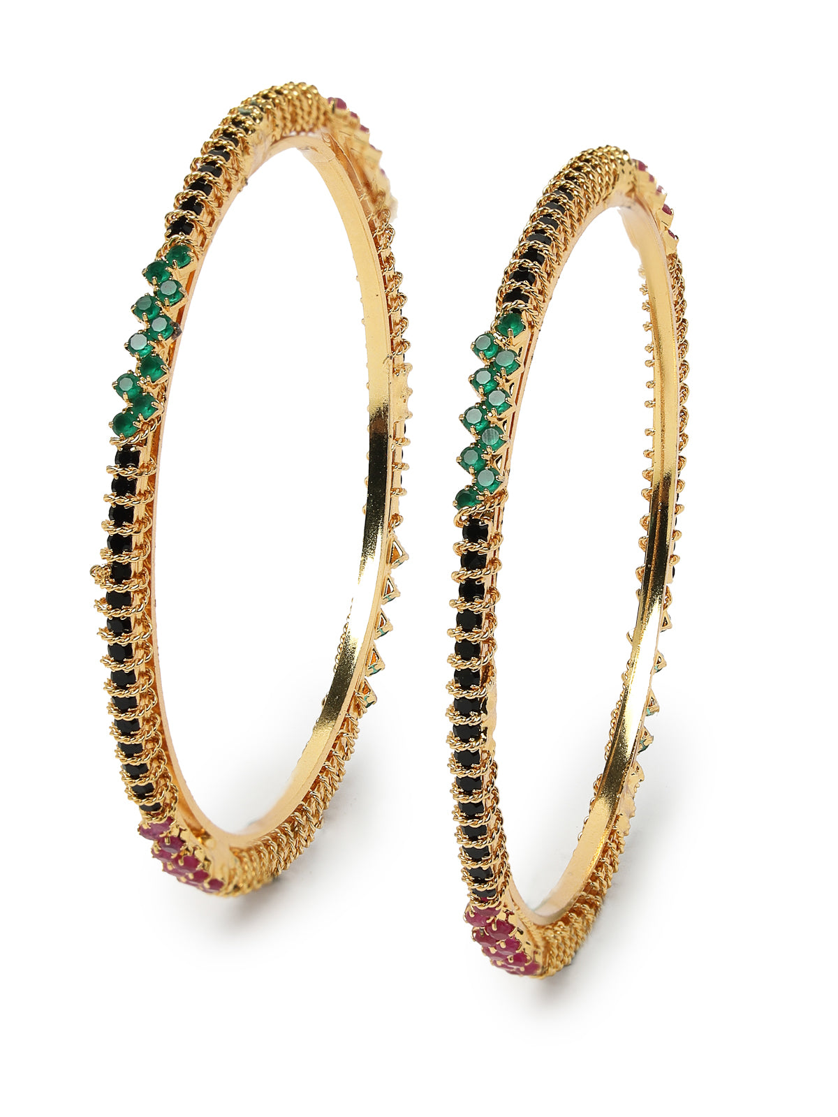 Sukkhi Classical Gold Plated Red And Green Thin Bracelet Bangle Set Jewellery for Women & Girls | Set of 4 Latest Design | Birthday Anniversary Gift for Women|B105871