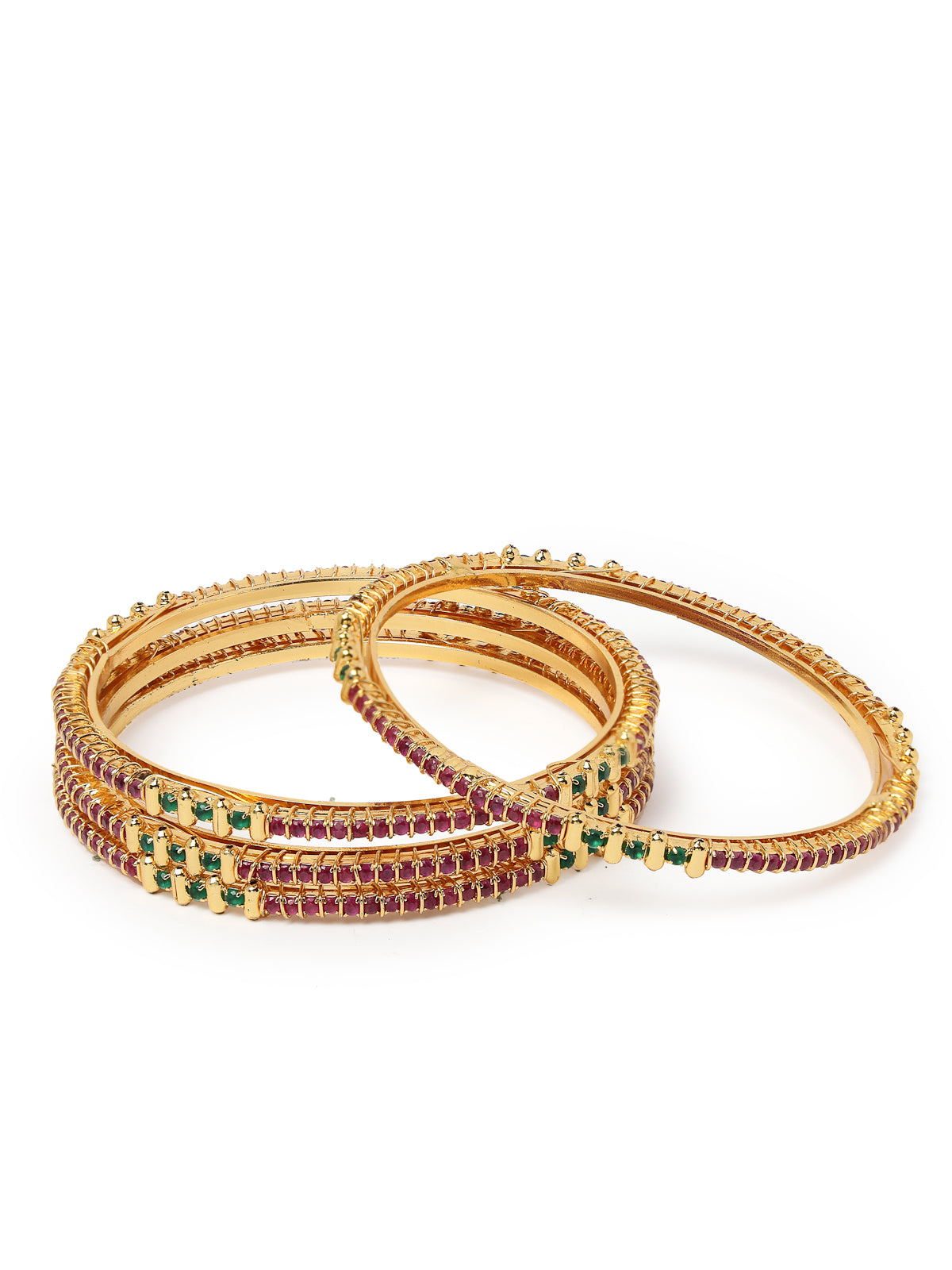 Sukkhi Bewitching Stylish Gold Plated Red And Green Thin Bracelet Bangle Set Jewellery for Women & Girls | Set of 4 Latest Design | Birthday Anniversary Gift for Women|B105872