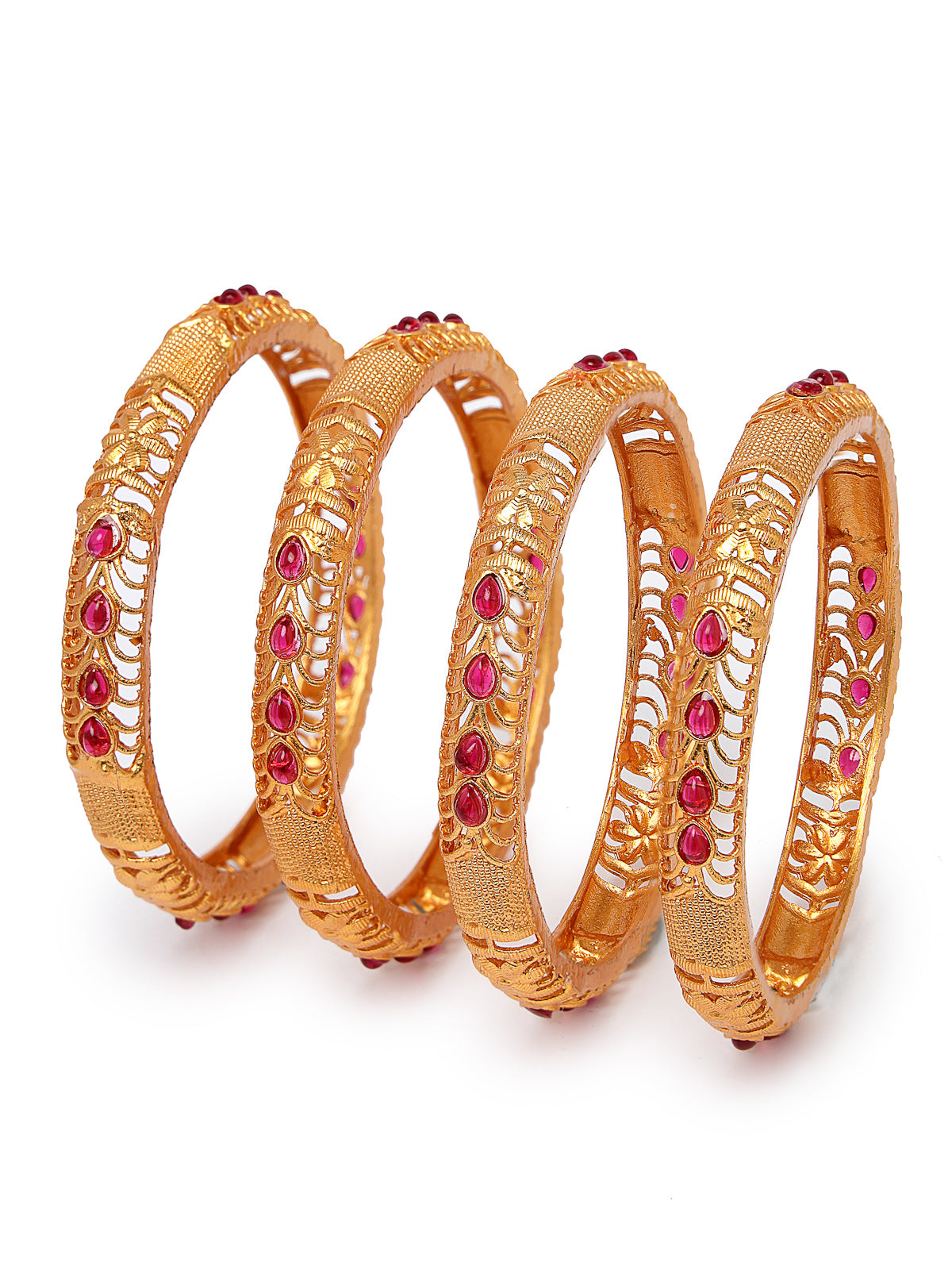 Sukkhi Lavish Gold Plated Red Bracelet Bangle Set Jewellery for Women & Girls | Set of 4 Latest Design | Birthday Anniversary Gift for Women|B105881