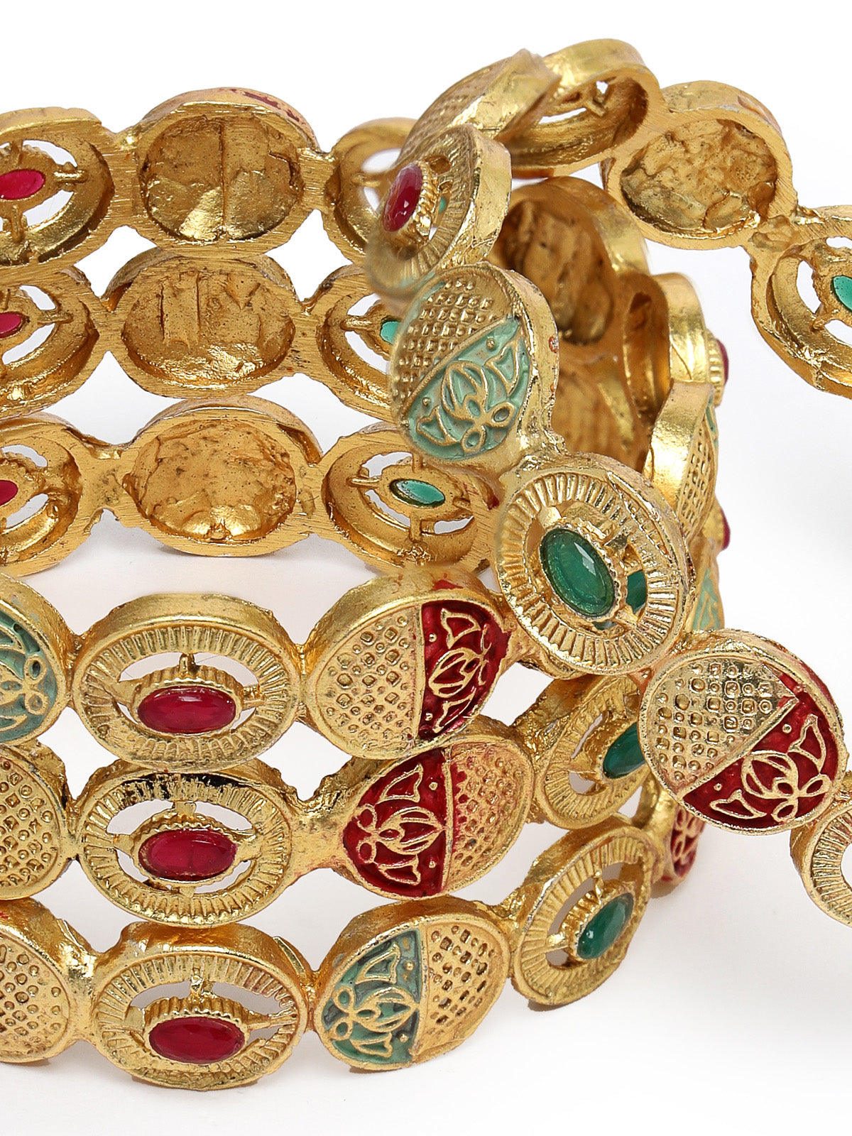 Sukkhi Southwest-Inspired Gold Plated White AD Stone With Meenakari Worked Bracelet Bangle Set Jewellery for Women & Girls|Set of 4 Latest Design|Birthday Anniversary Gift for Women|B105884