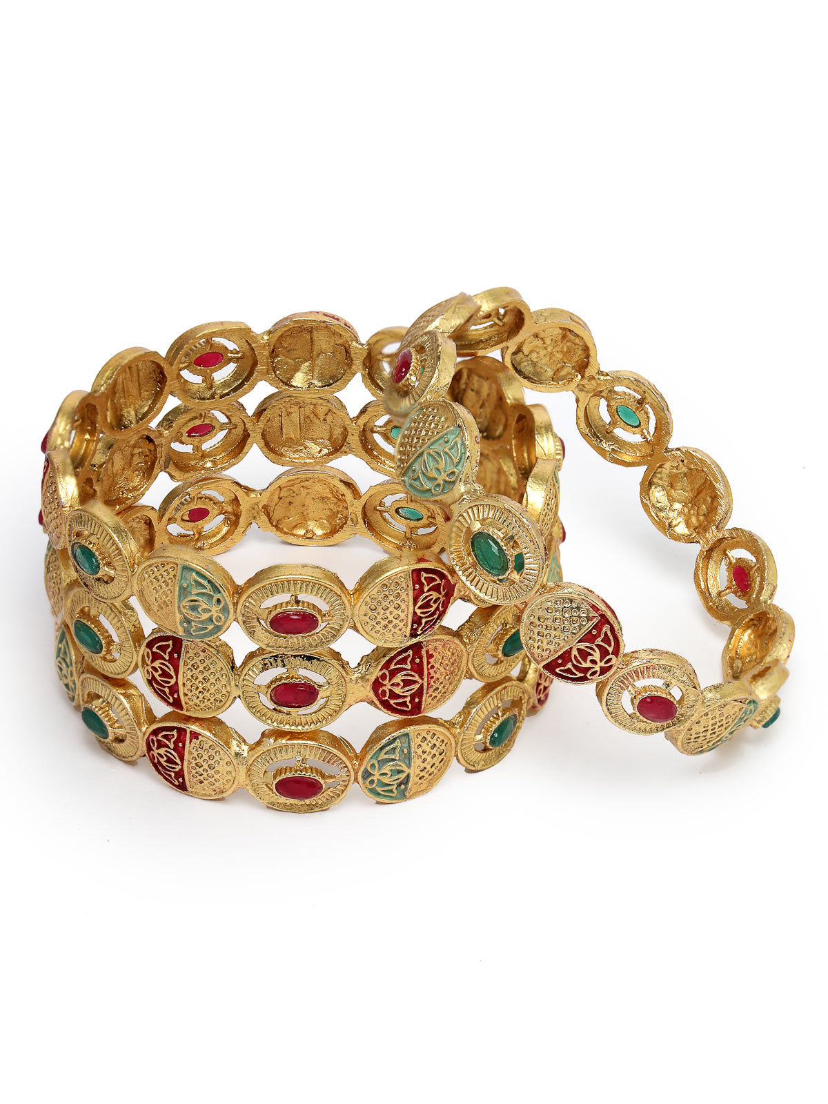 Sukkhi Southwest-Inspired Gold Plated White AD Stone With Meenakari Worked Bracelet Bangle Set Jewellery for Women & Girls|Set of 4 Latest Design|Birthday Anniversary Gift for Women|B105884