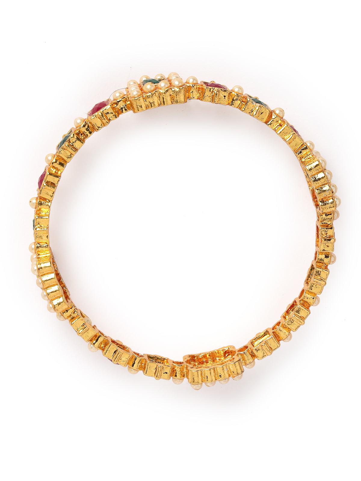 Sukkhi Excellent Gold Plated Red White Pearls Studded Bracelet Bangle Set Jewellery for Women & Girls | Set of 4 Latest Design | Birthday Anniversary Gift for Women|B105886